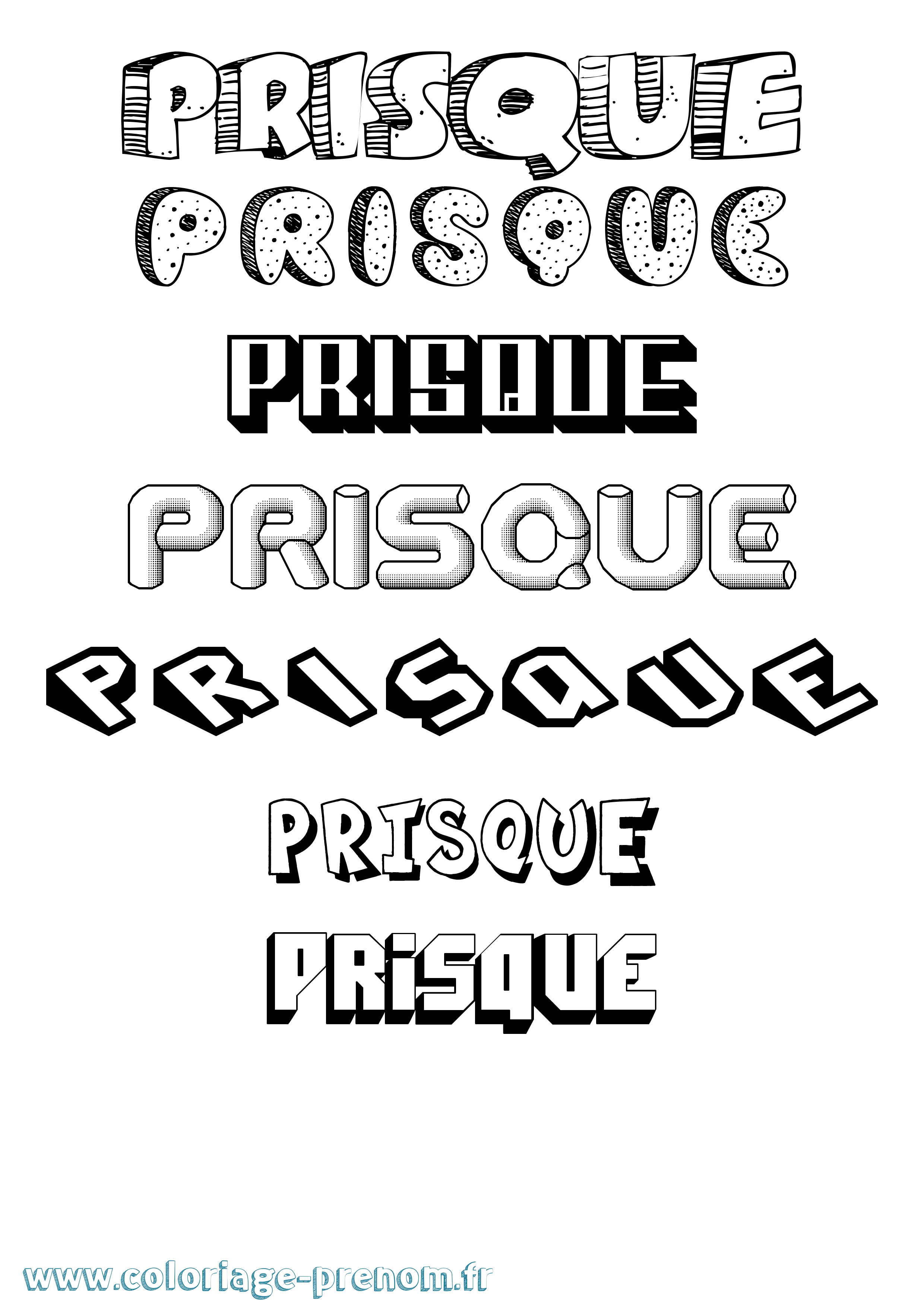Coloriage Prisque Effet 3D Coloriage prénom Prisque Effet 3D