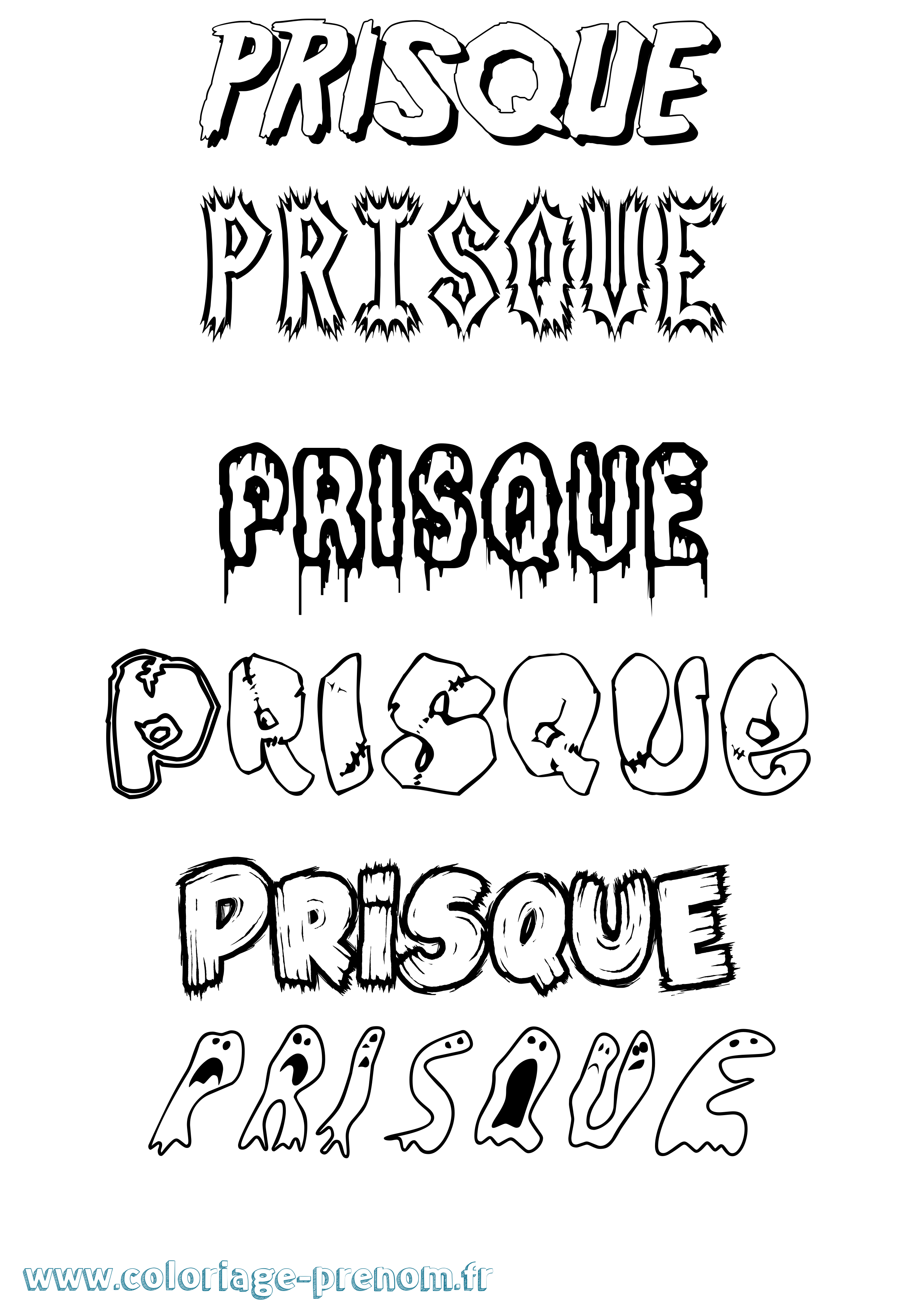 Coloriage Prisque Frisson Coloriage prénom Prisque Frisson
