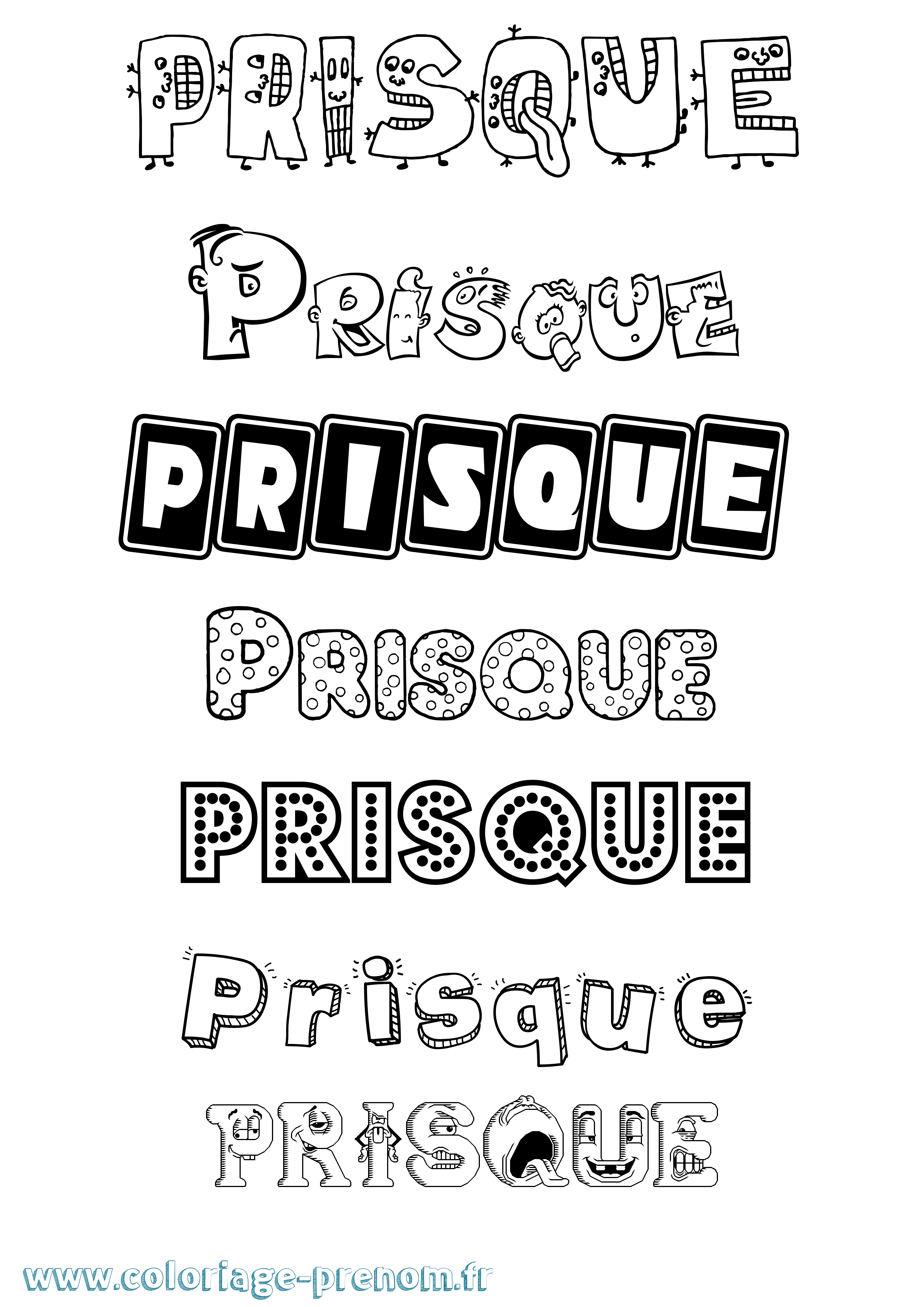 Coloriage Prisque Fun Coloriage prénom Prisque Fun