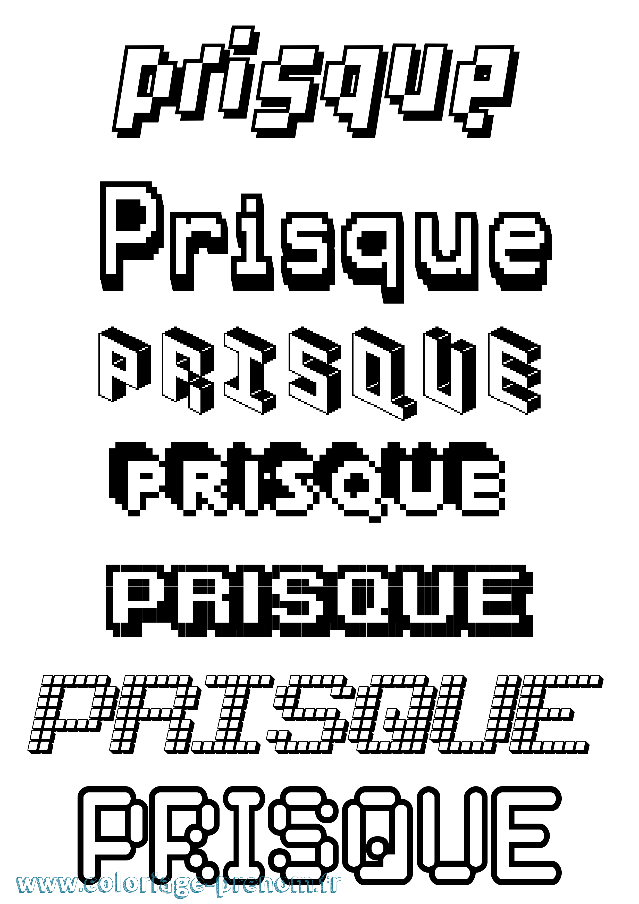 Coloriage Prisque Pixel Coloriage prénom Prisque Pixel
