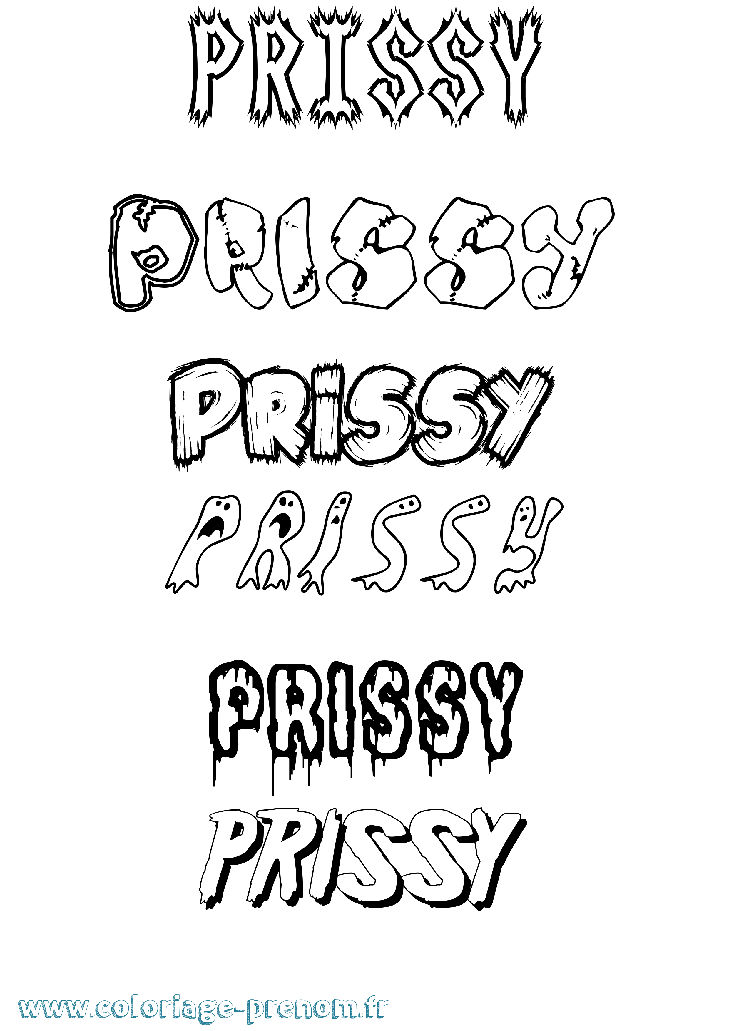 Coloriage Prissy Frisson Coloriage prénom Prissy Frisson