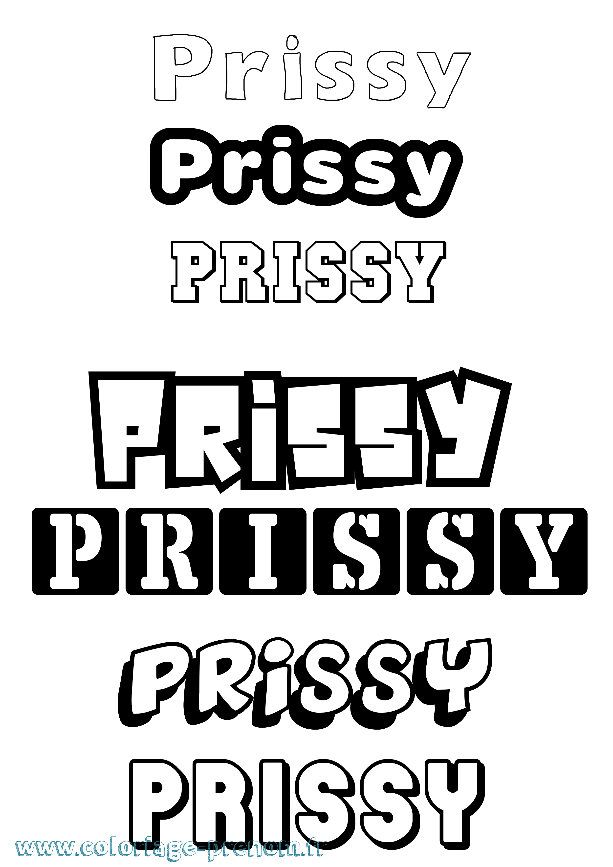 Coloriage Prissy Simple Coloriage prénom Prissy Simple
