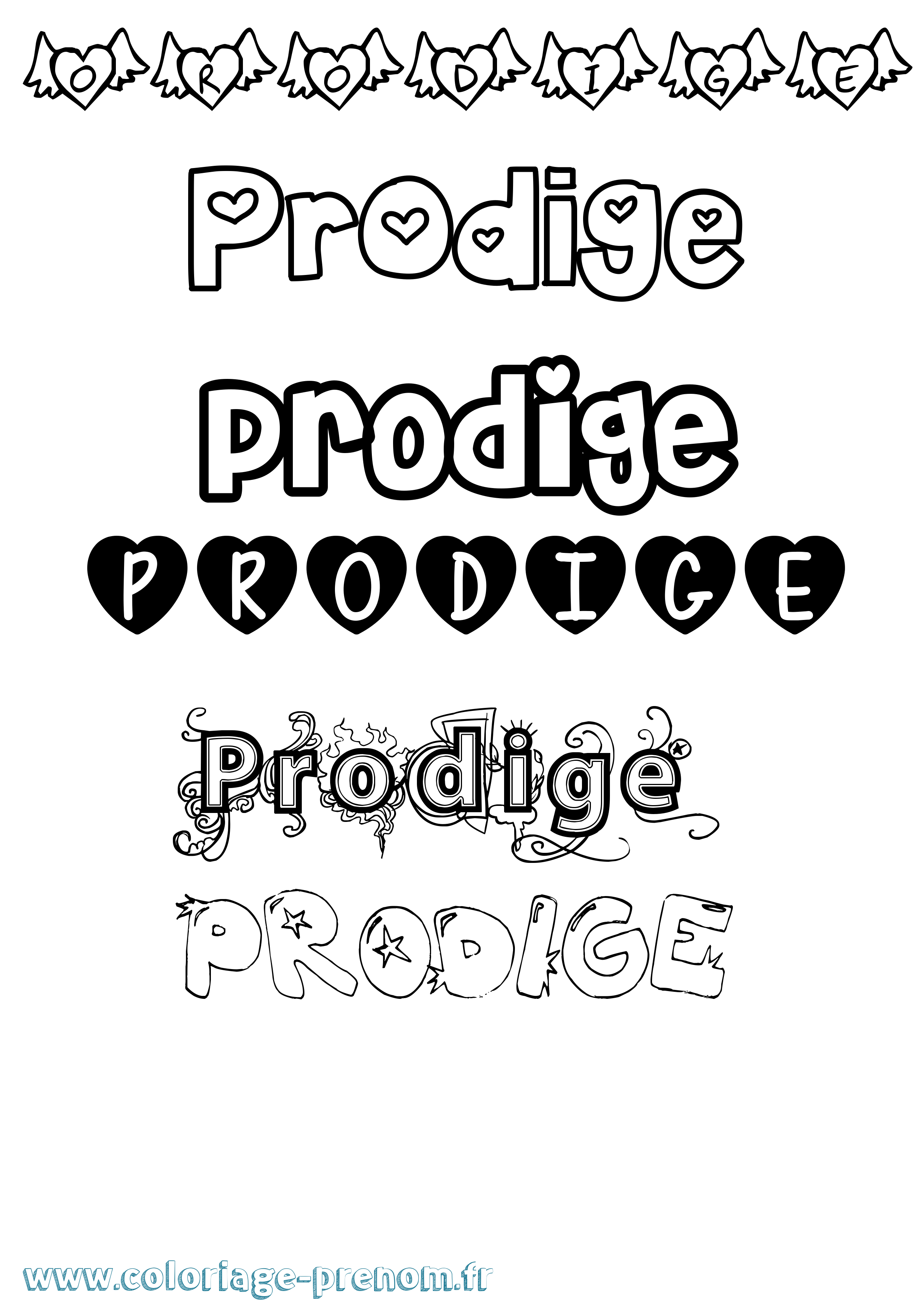 Coloriage Prodige Girly Coloriage prénom Prodige Girly