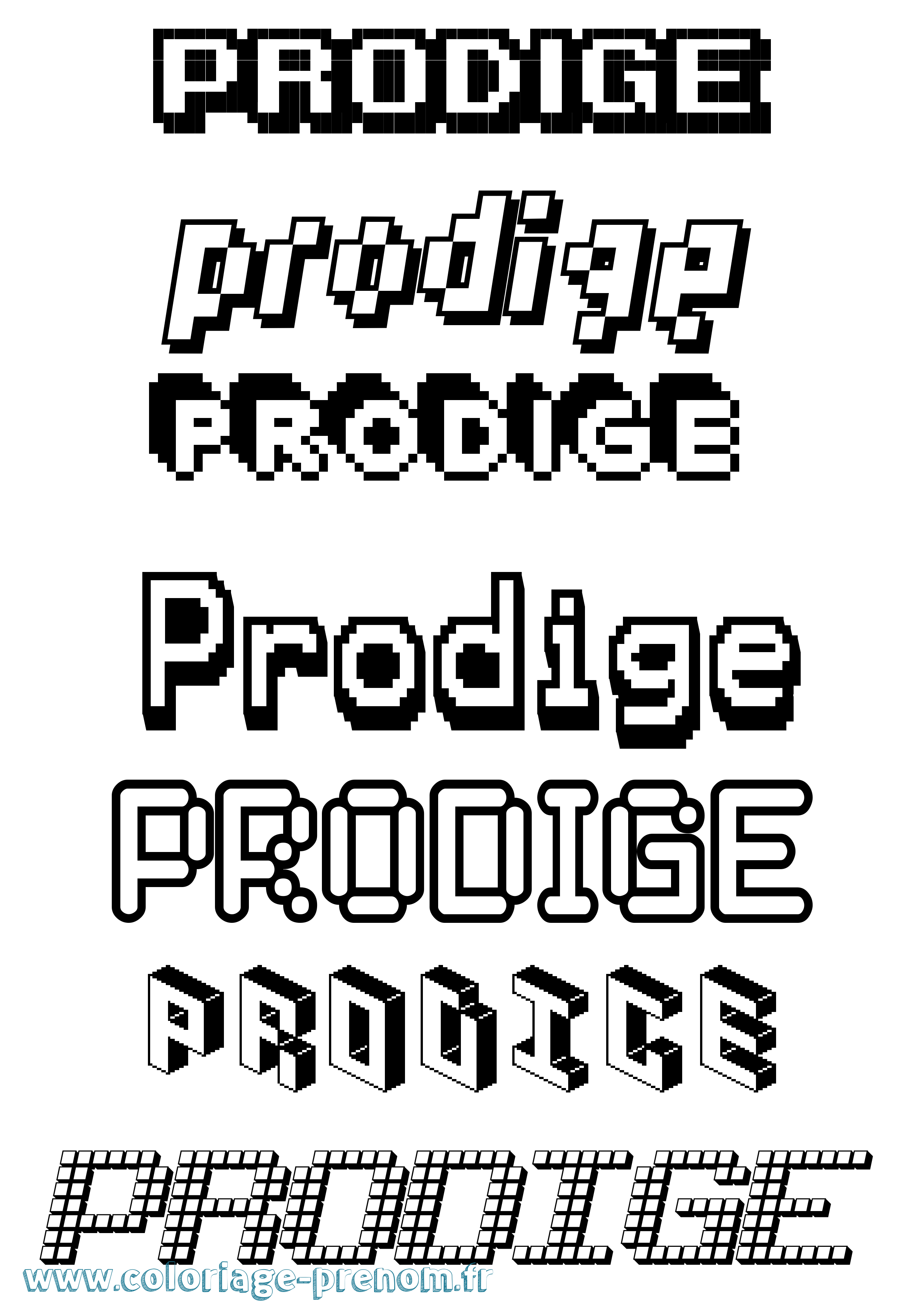 Coloriage Prodige Pixel Coloriage prénom Prodige Pixel