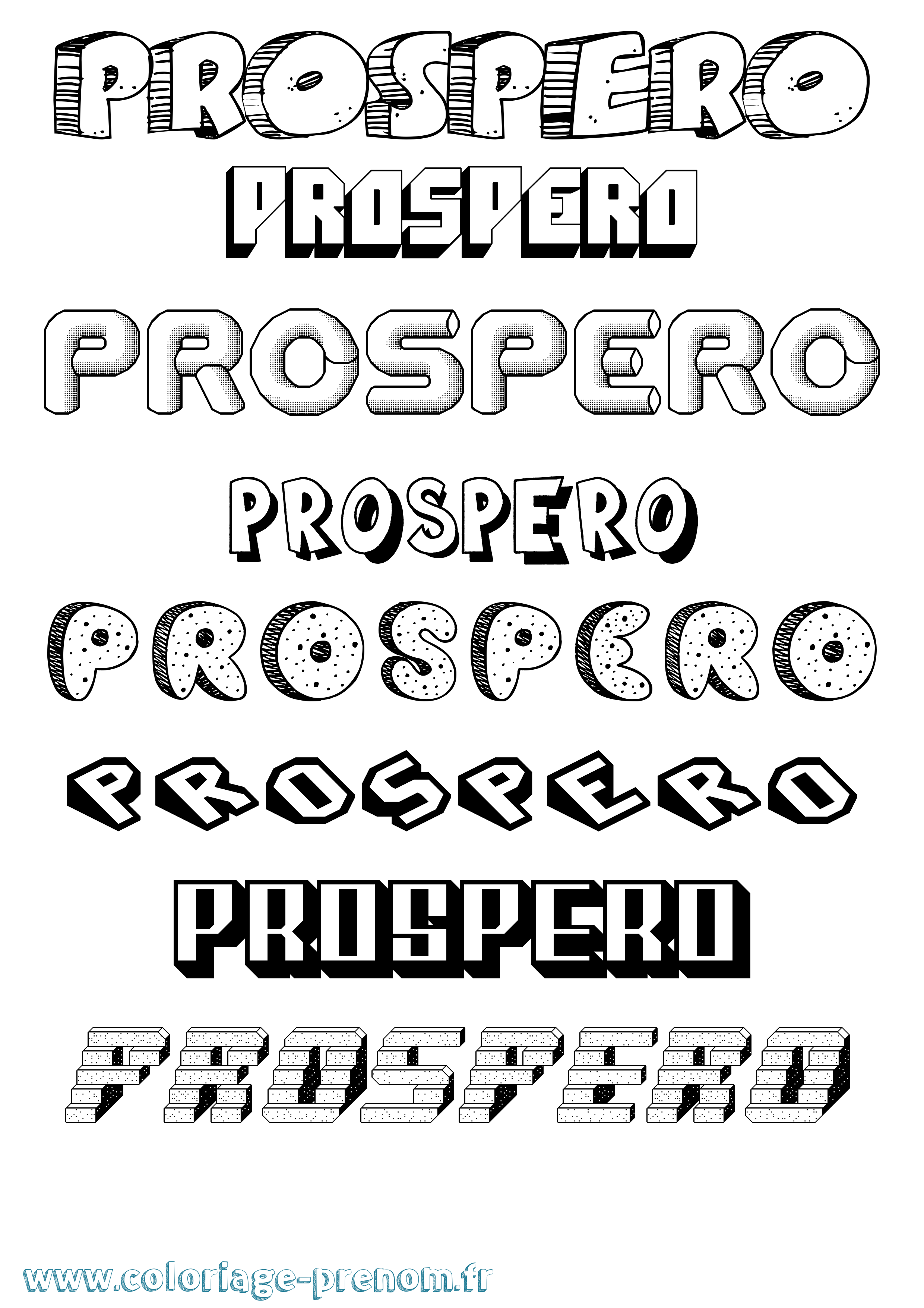 Coloriage Prospero Effet 3D Coloriage prénom Prospero Effet 3D