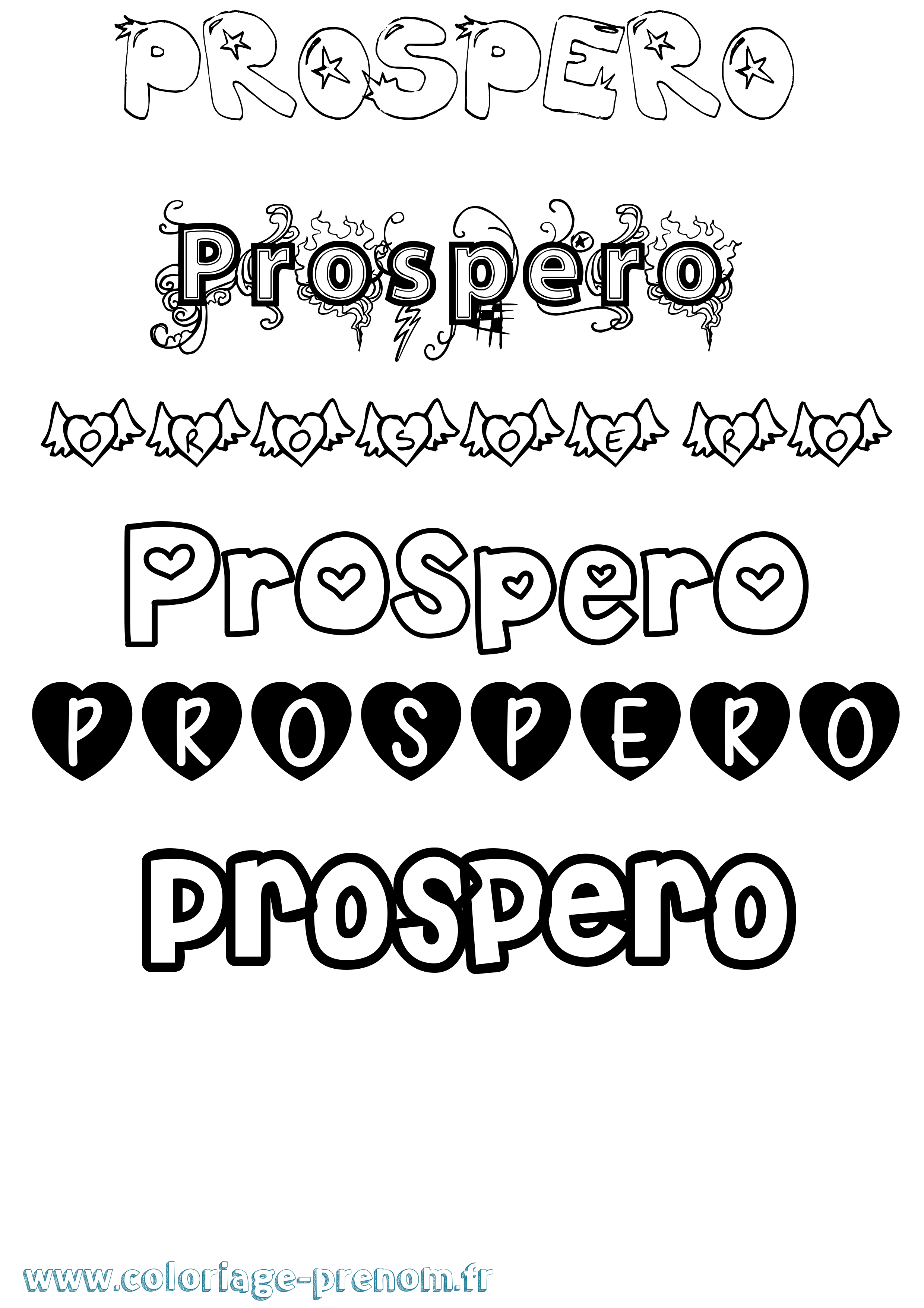 Coloriage Prospero Girly Coloriage prénom Prospero Girly
