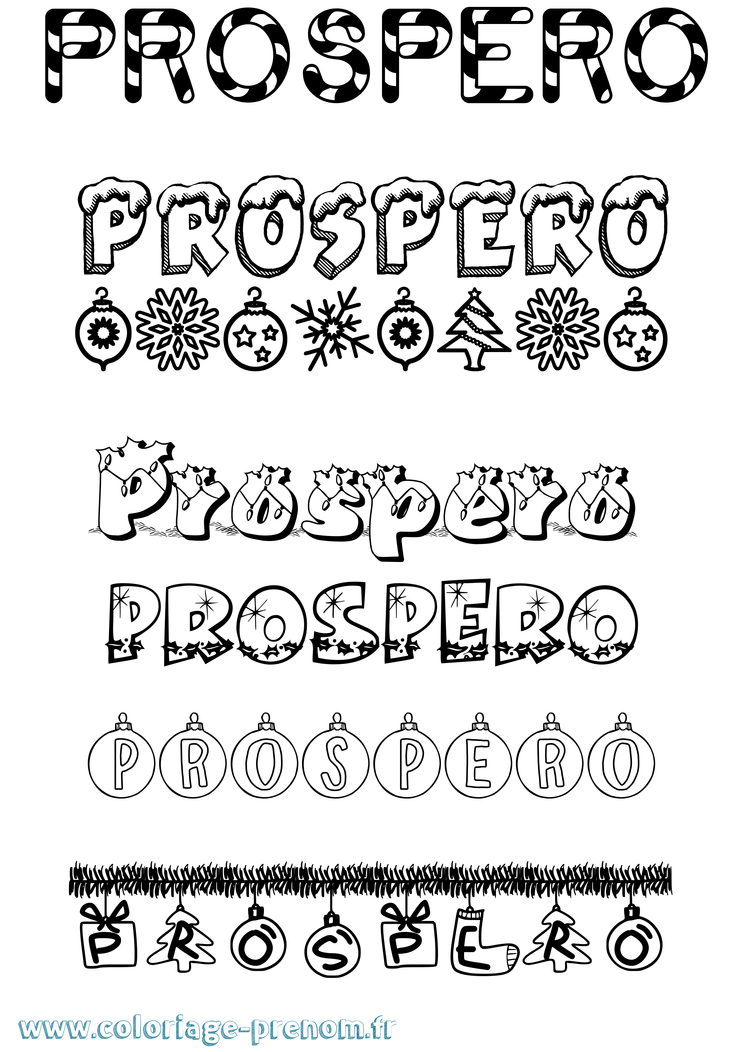 Coloriage Prospero Noël Coloriage prénom Prospero Noël