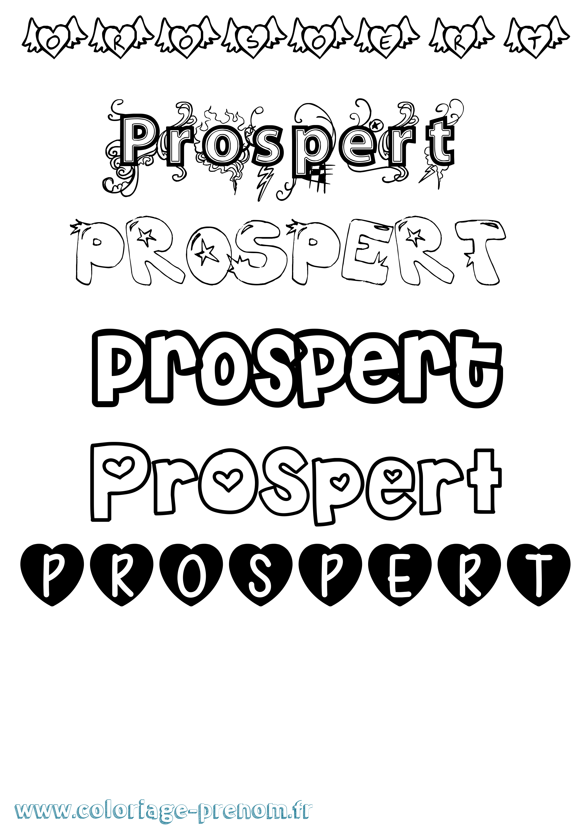 Coloriage Prospert Girly Coloriage prénom Prospert Girly