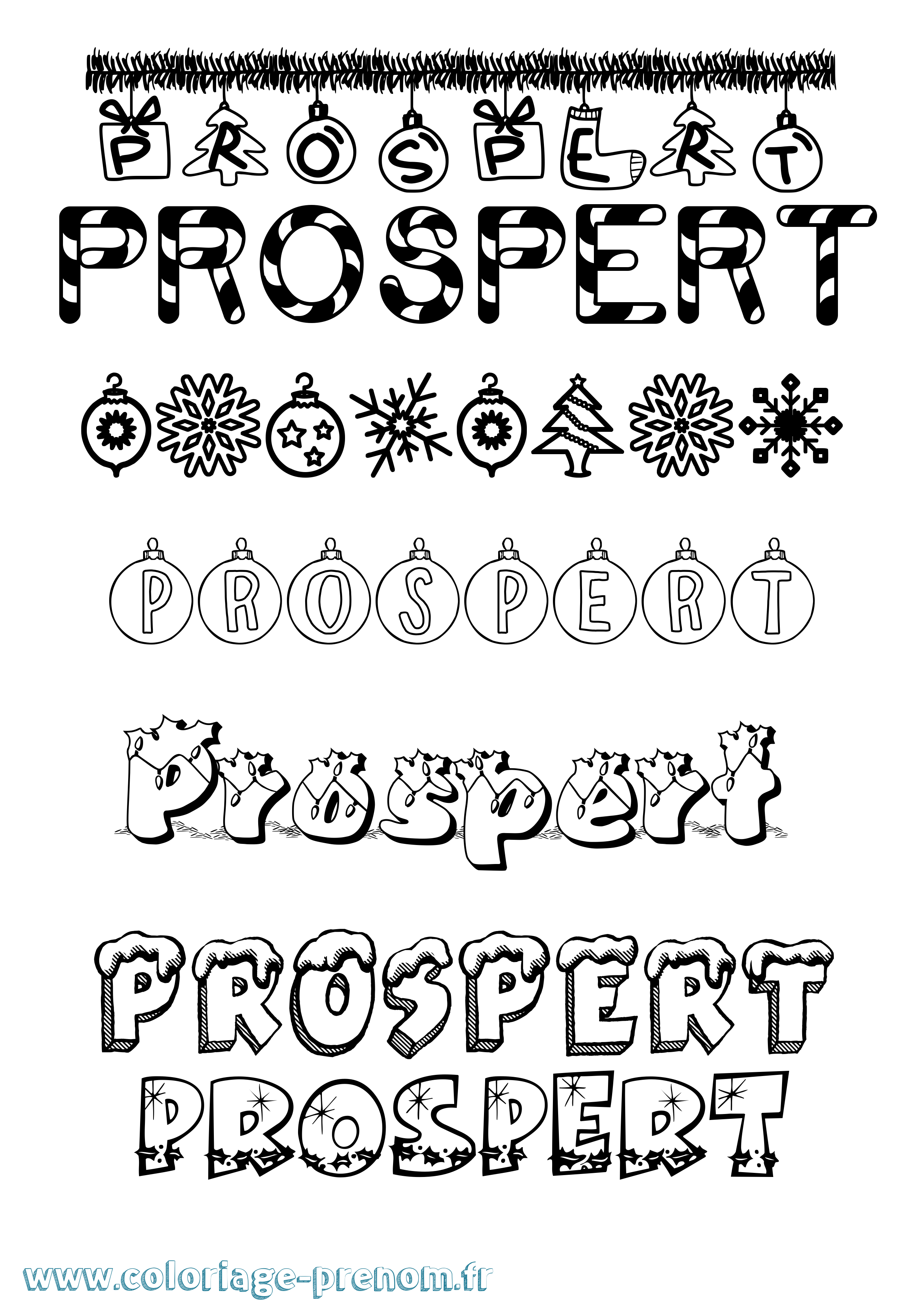 Coloriage Prospert Noël Coloriage prénom Prospert Noël
