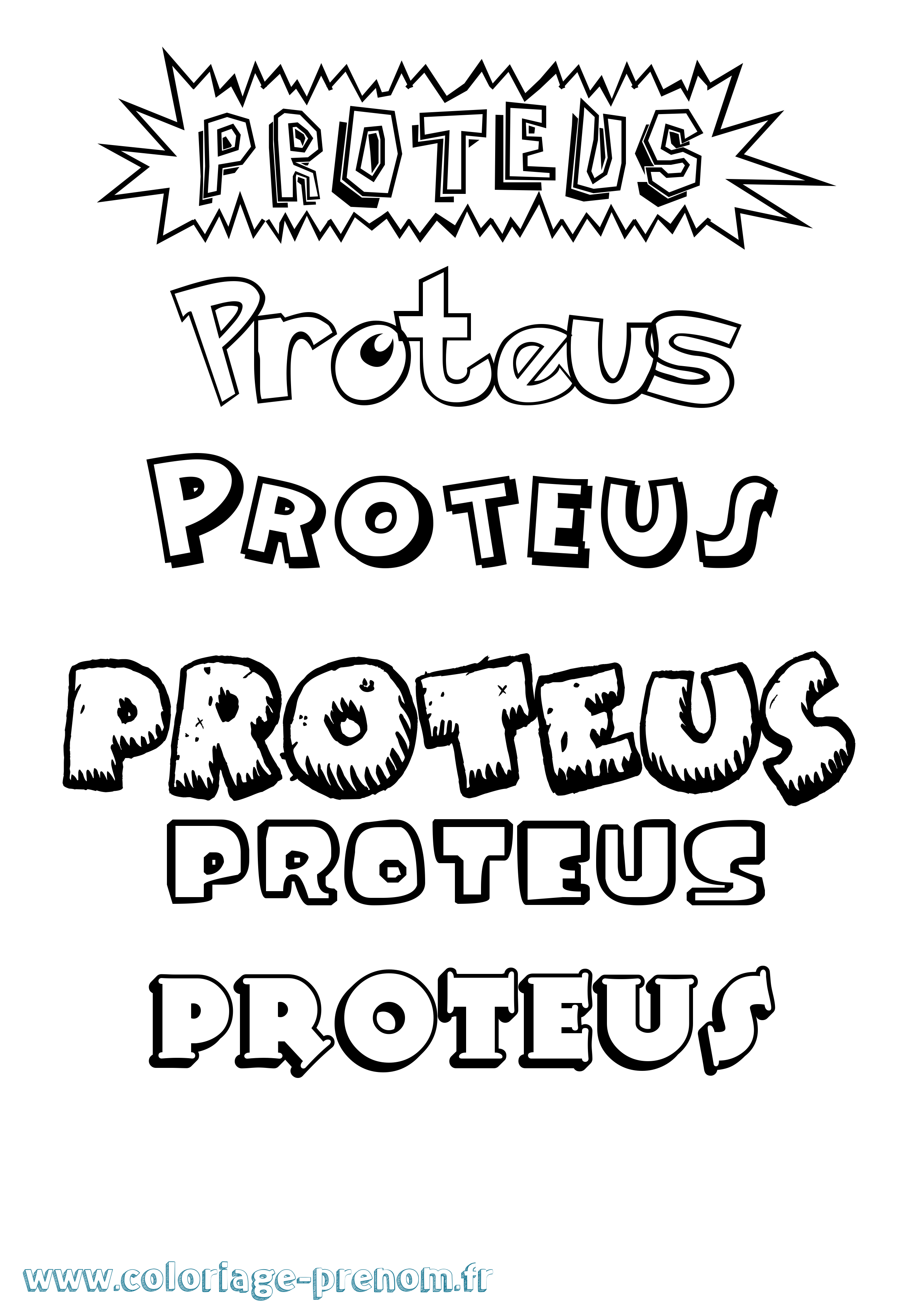 Coloriage Proteus Dessin Animé Coloriage prénom Proteus Dessin Animé