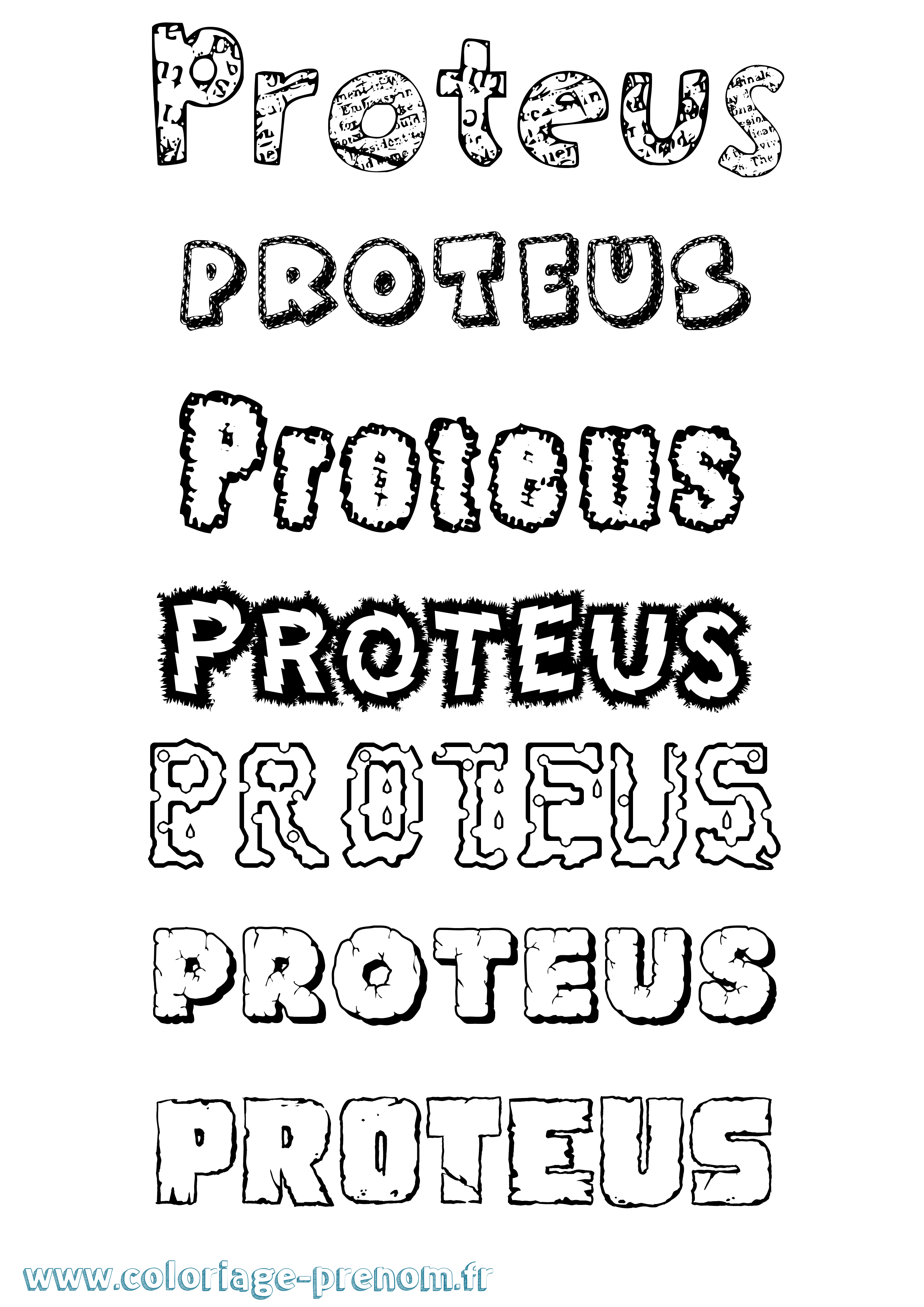Coloriage Proteus Destructuré Coloriage prénom Proteus Destructuré