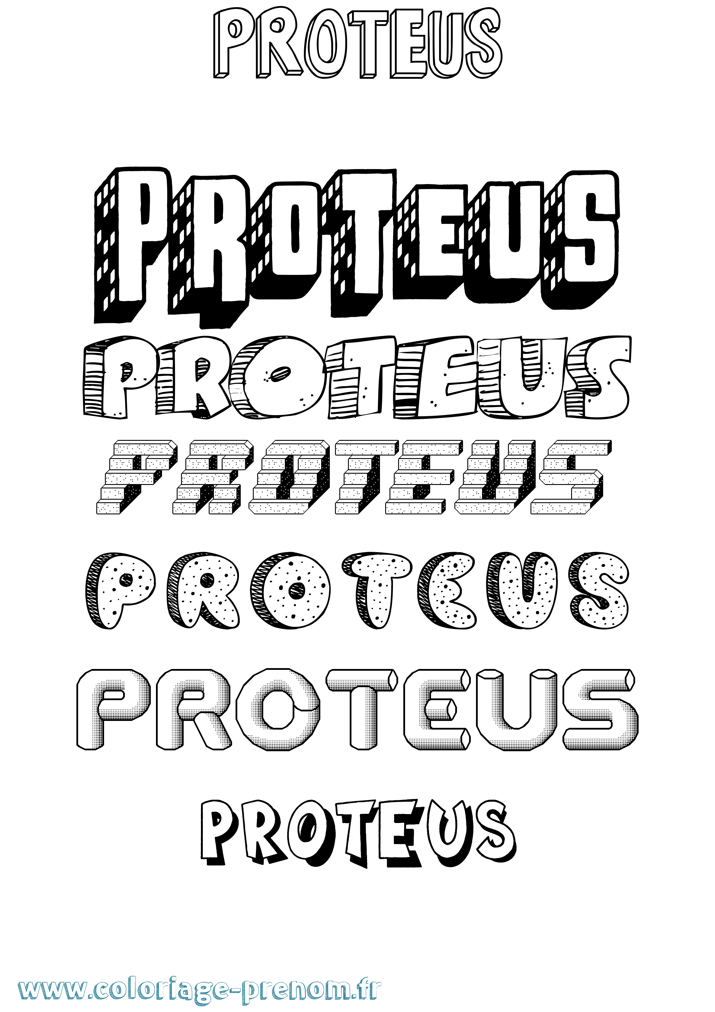 Coloriage Proteus Effet 3D Coloriage prénom Proteus Effet 3D