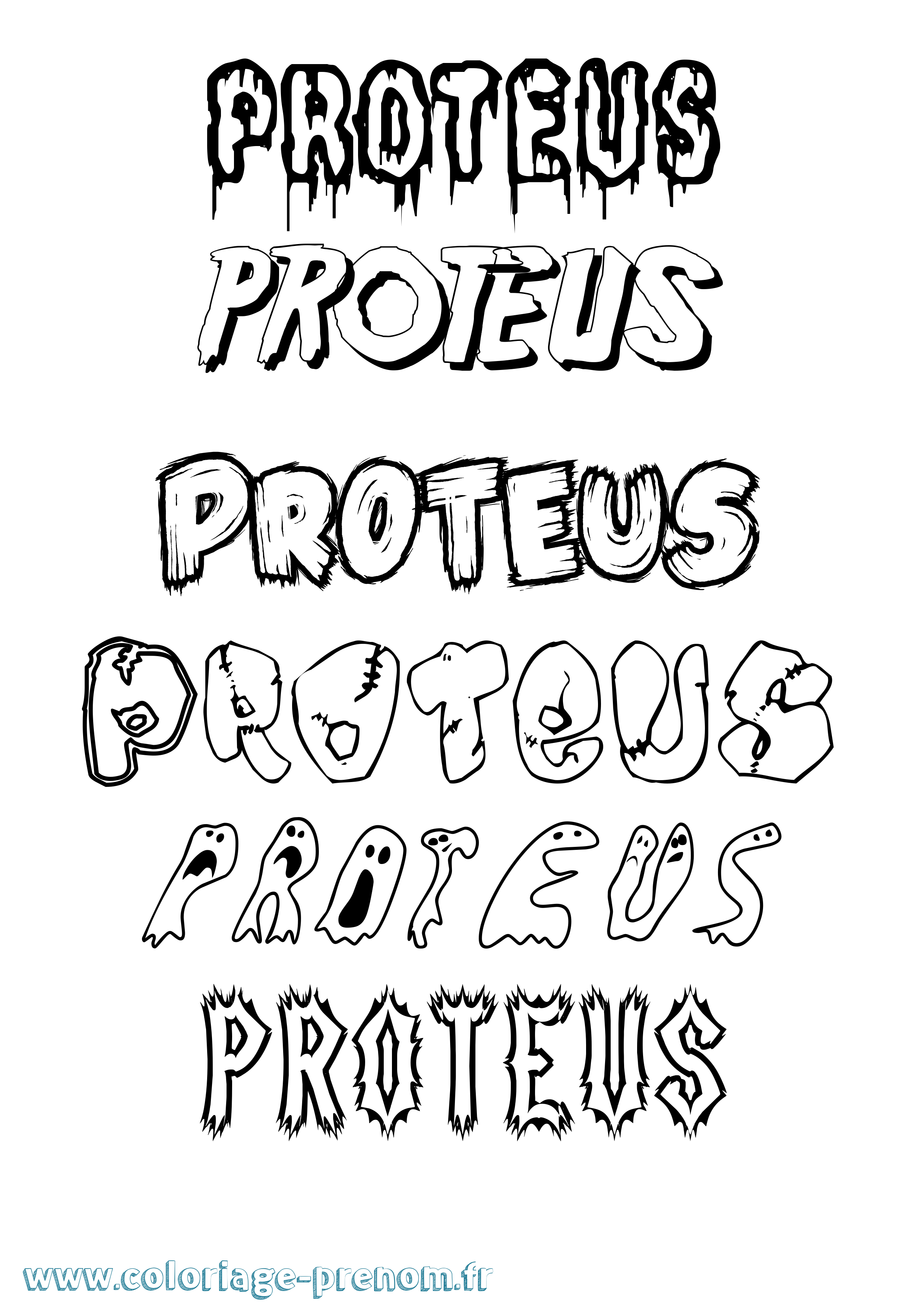 Coloriage Proteus Frisson Coloriage prénom Proteus Frisson