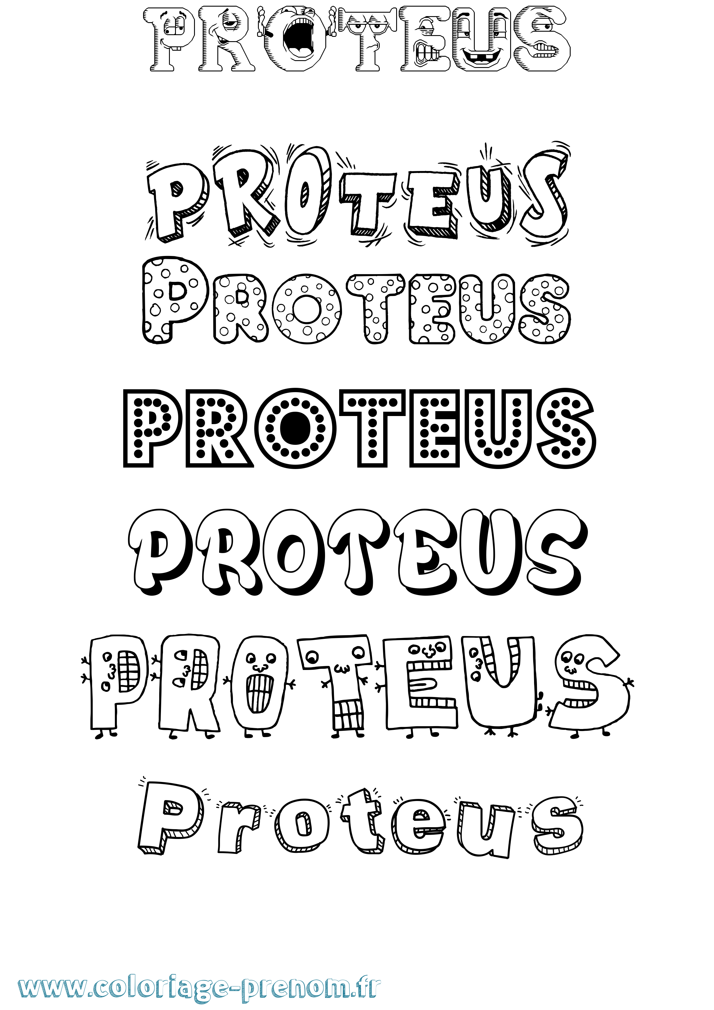 Coloriage Proteus Fun Coloriage prénom Proteus Fun