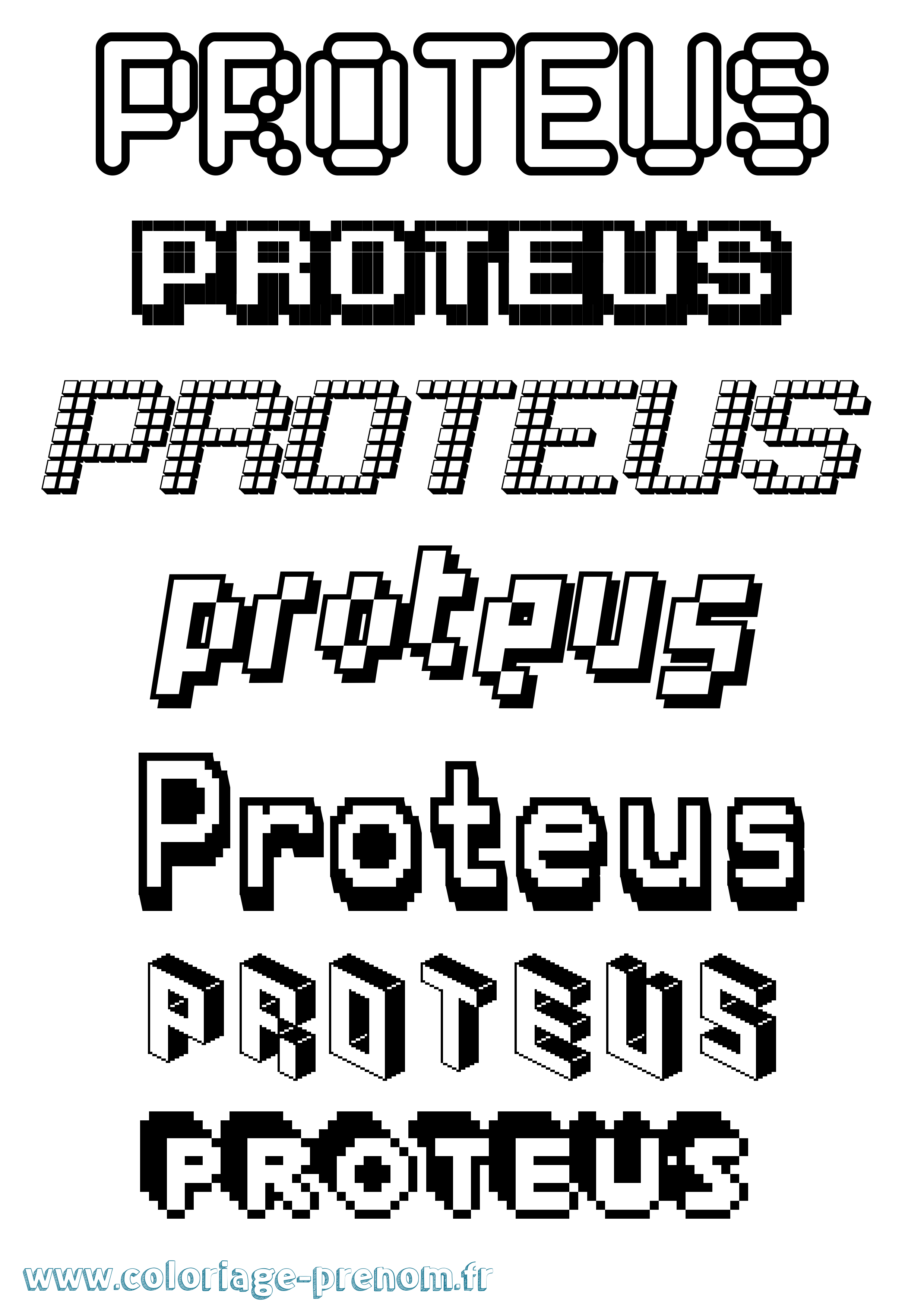 Coloriage Proteus Pixel Coloriage prénom Proteus Pixel