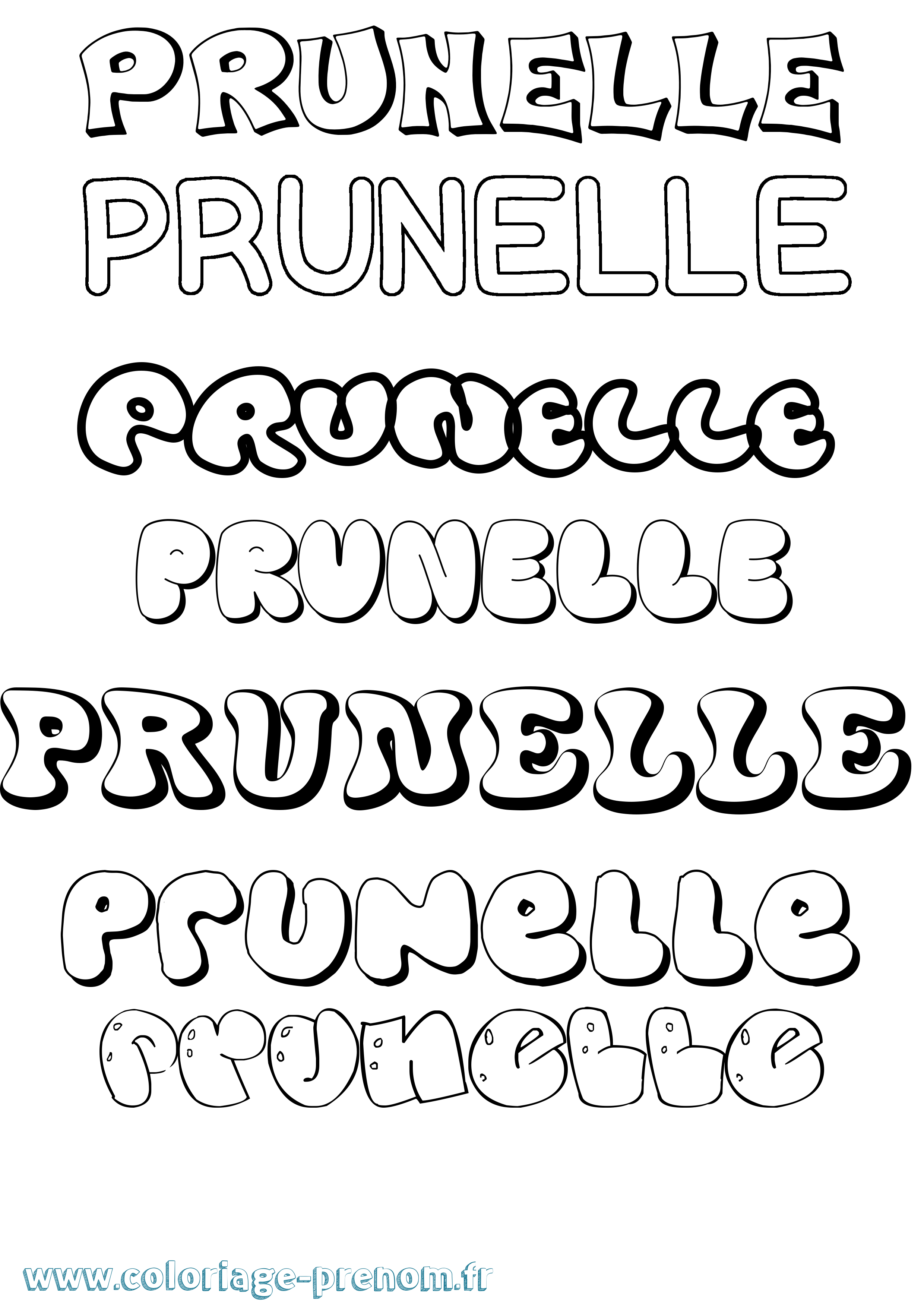Coloriage Prunelle Bubble Coloriage prénom Prunelle Bubble