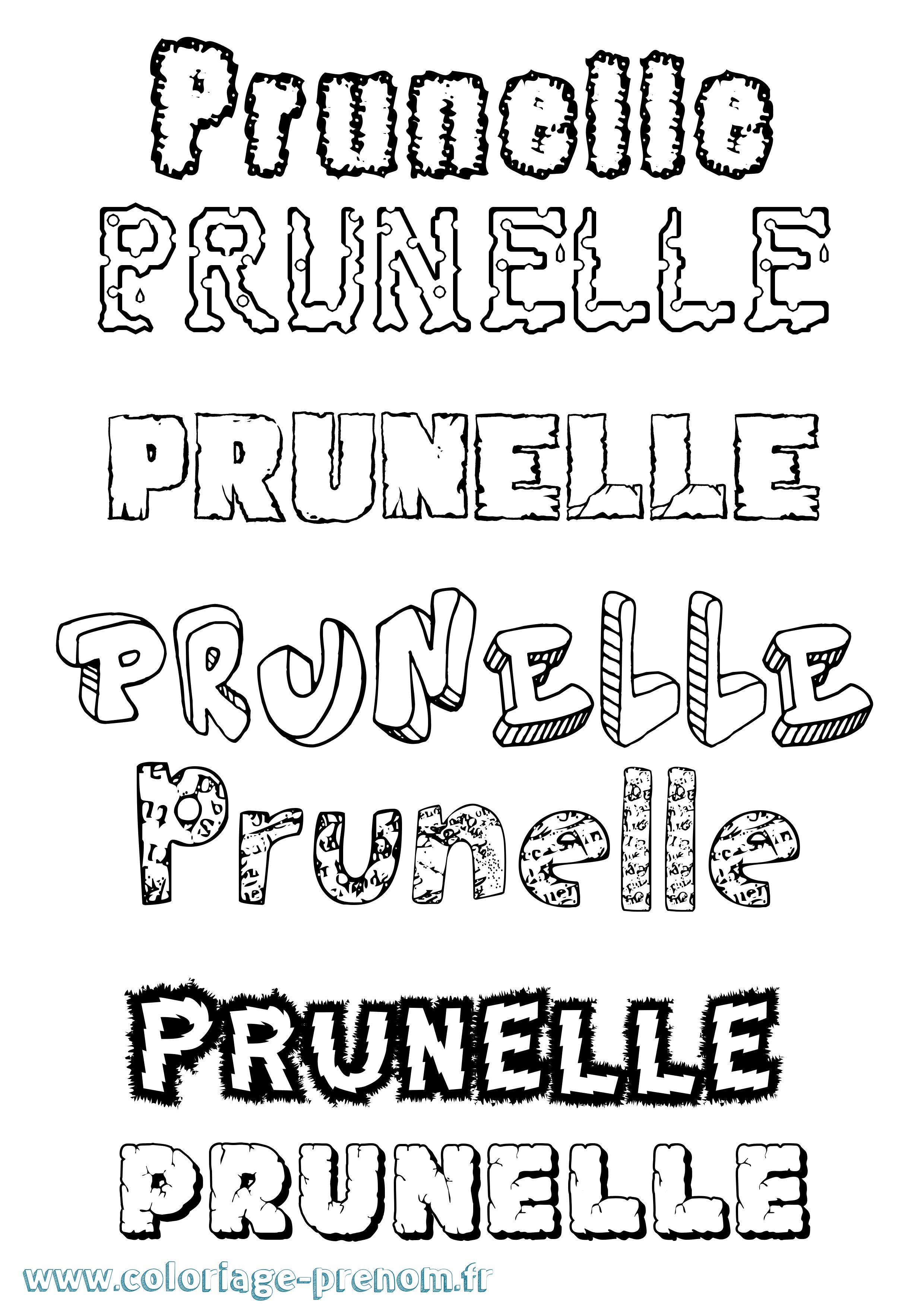 Coloriage Prunelle Destructuré Coloriage prénom Prunelle Destructuré