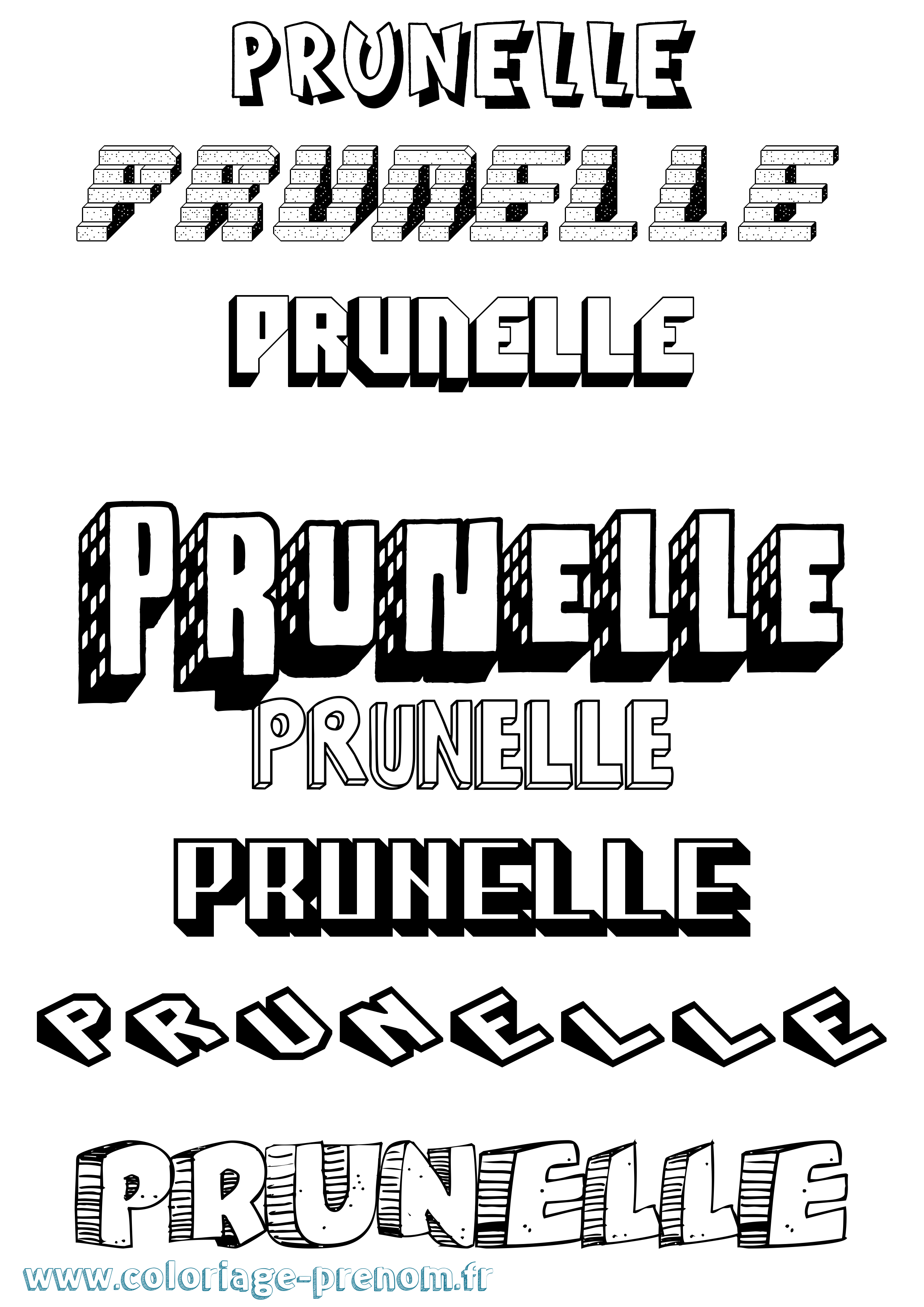 Coloriage Prunelle Effet 3D Coloriage prénom Prunelle Effet 3D