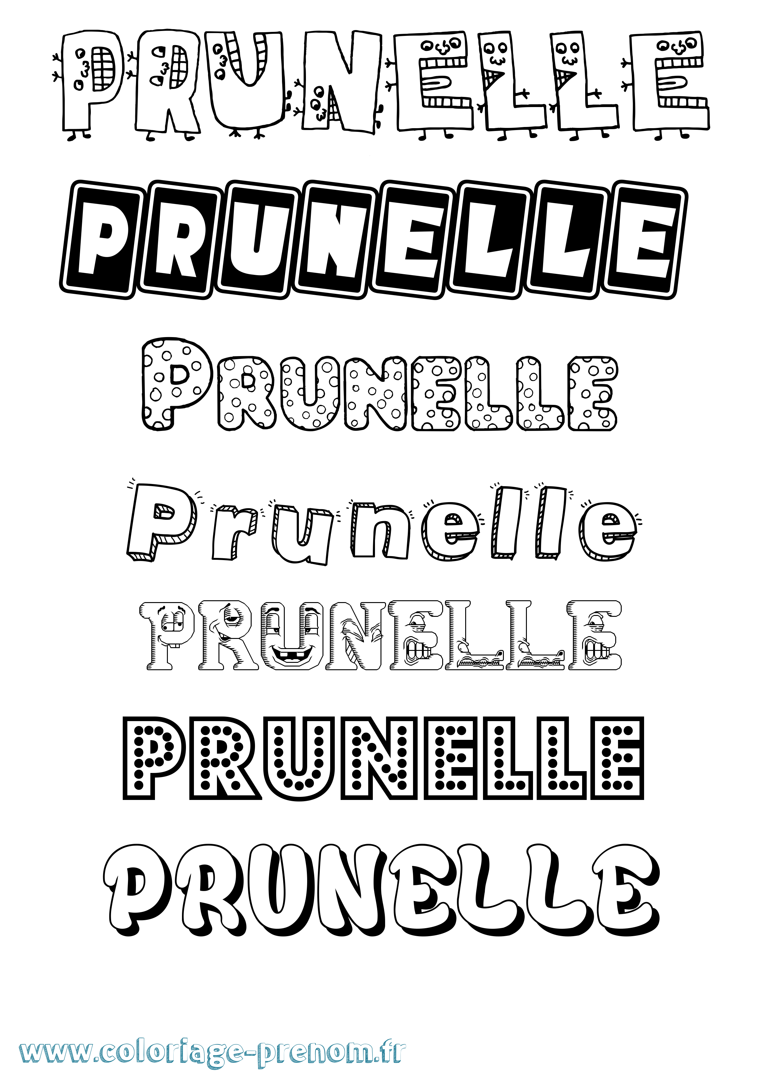Coloriage Prunelle Fun Coloriage prénom Prunelle Fun