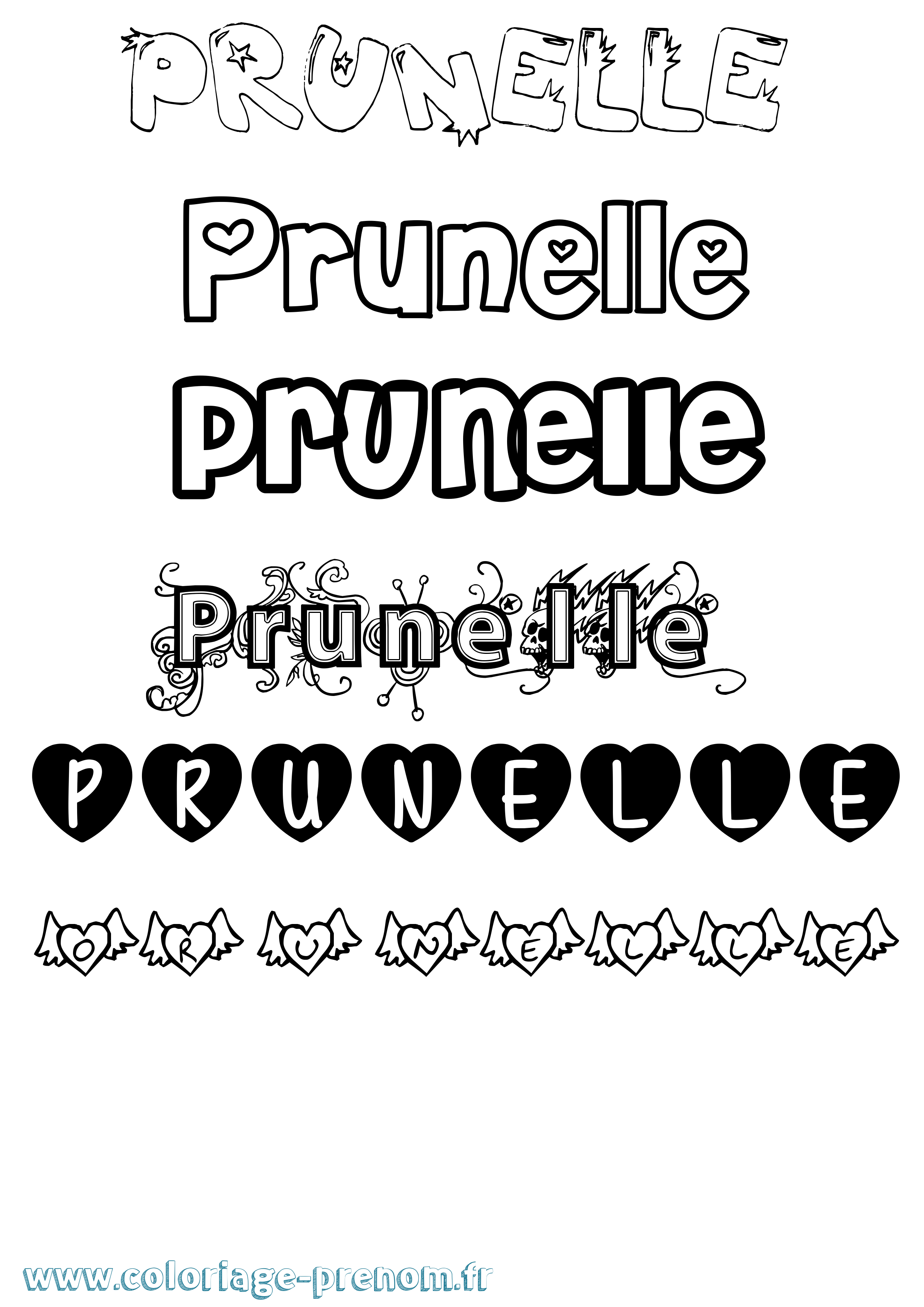 Coloriage Prunelle Girly Coloriage prénom Prunelle Girly