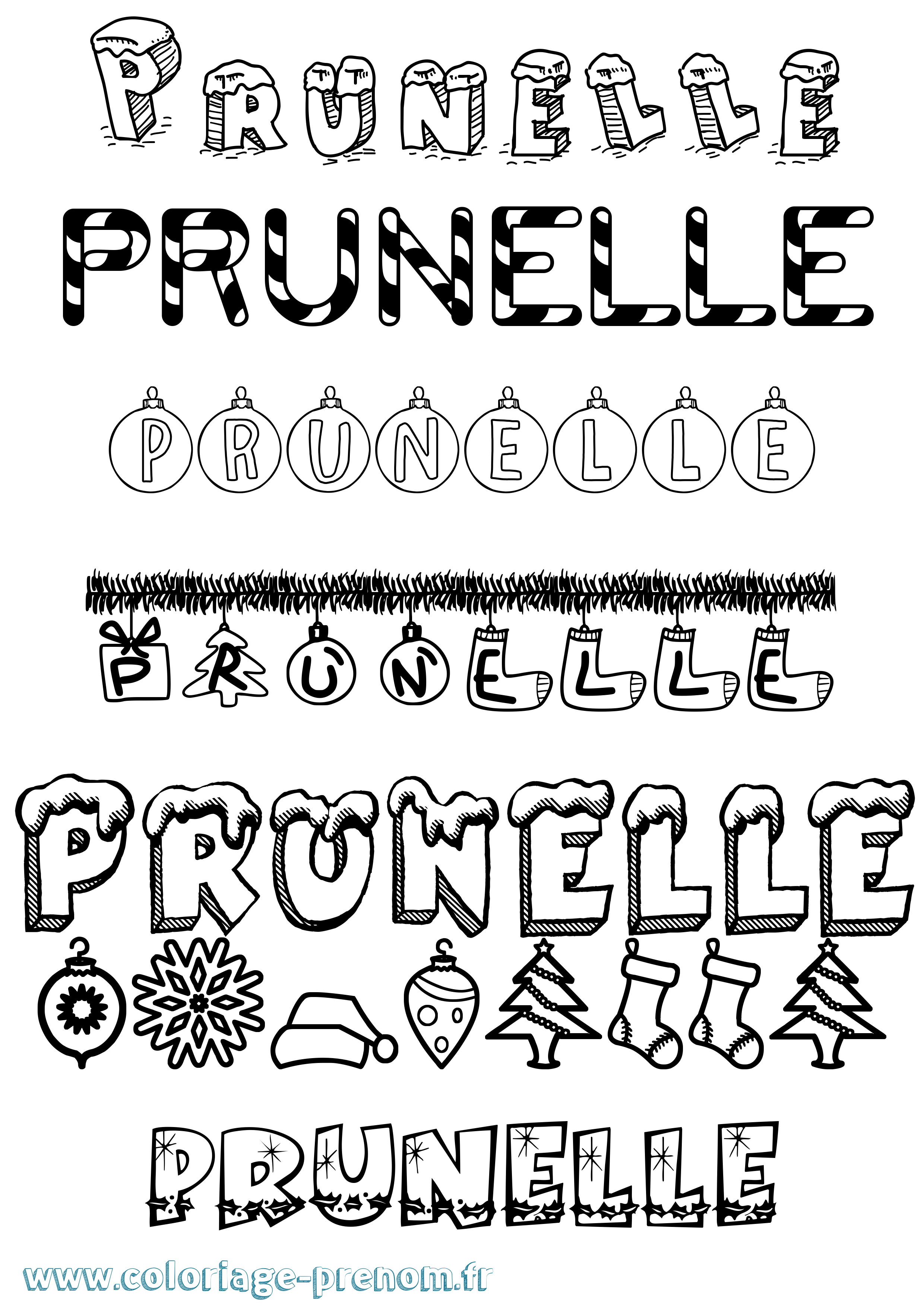Coloriage Prunelle Noël Coloriage prénom Prunelle Noël