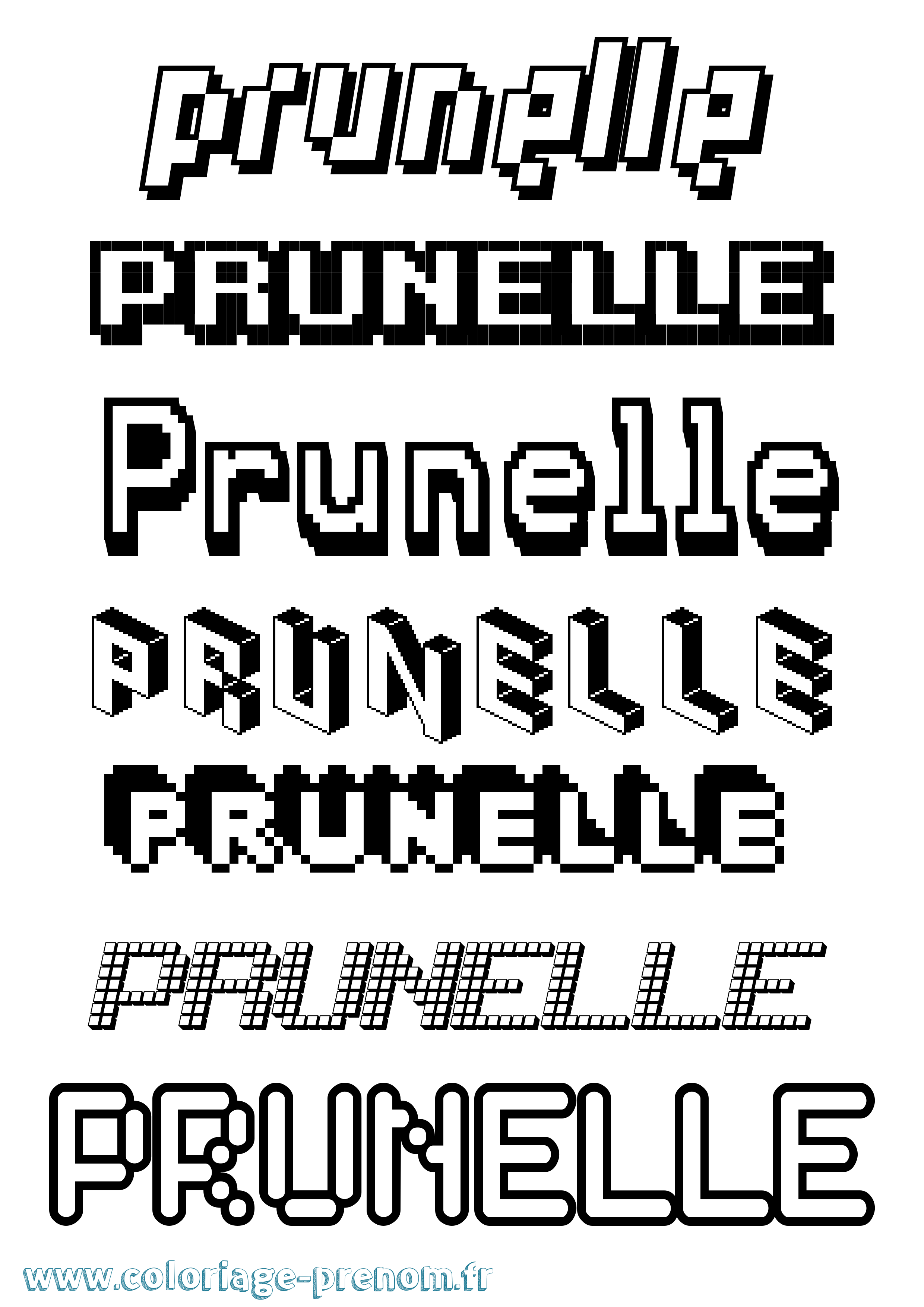 Coloriage Prunelle Pixel Coloriage prénom Prunelle Pixel
