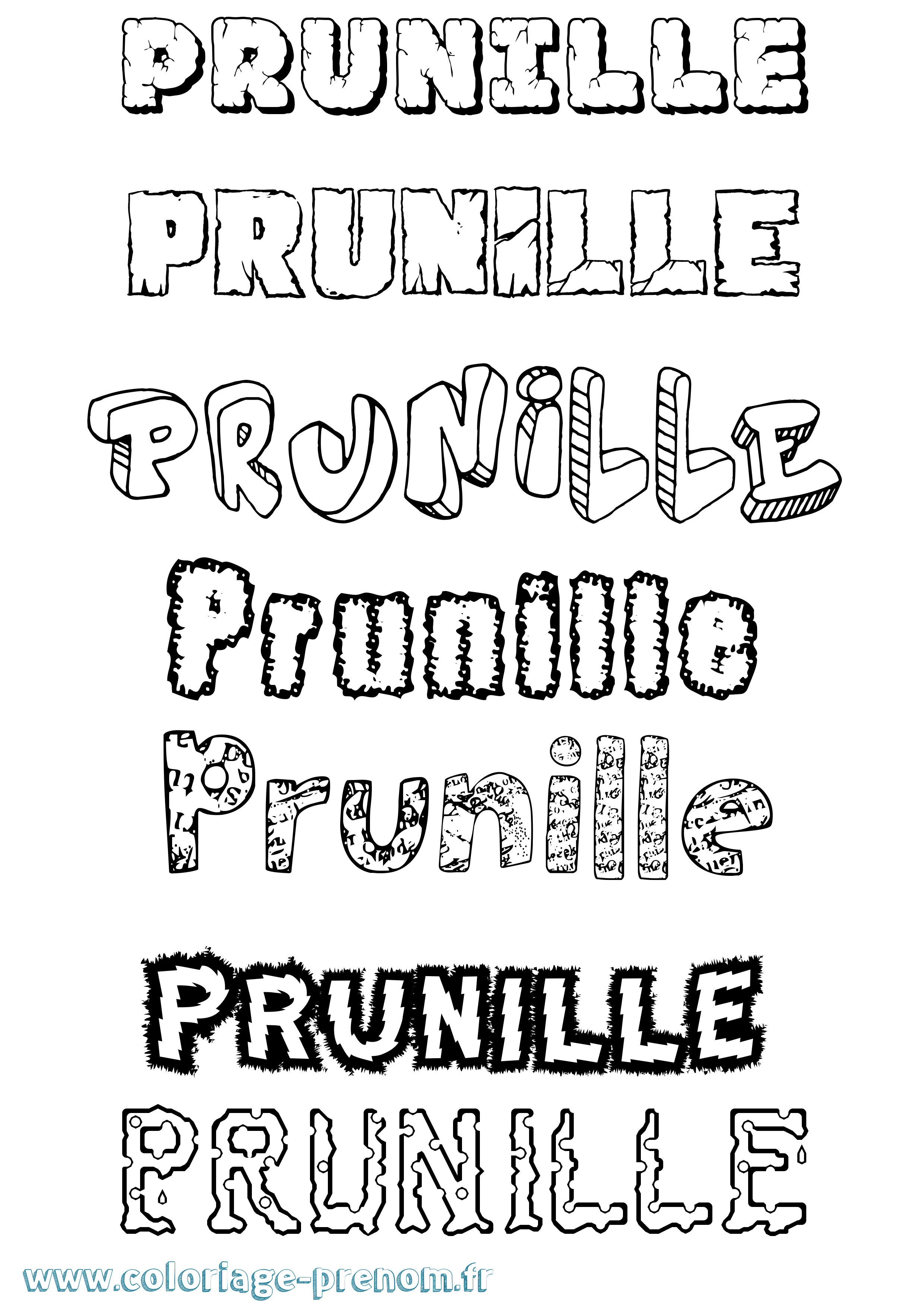 Coloriage Prunille Destructuré Coloriage prénom Prunille Destructuré