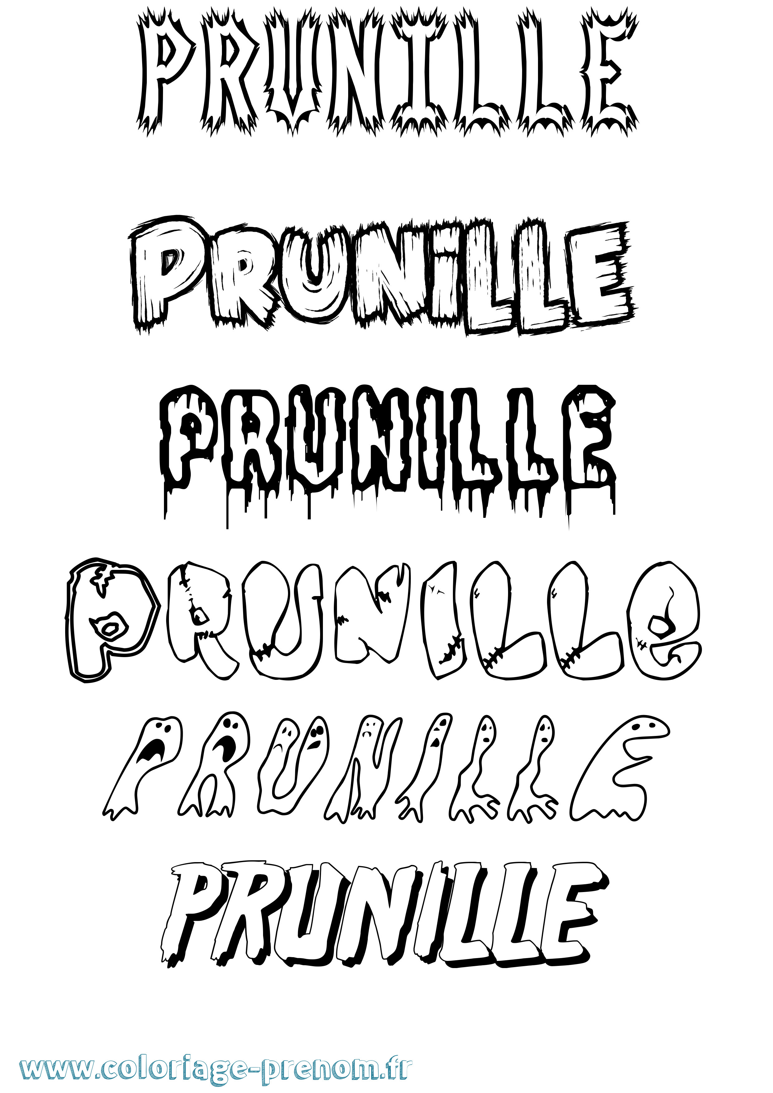 Coloriage Prunille Frisson Coloriage prénom Prunille Frisson