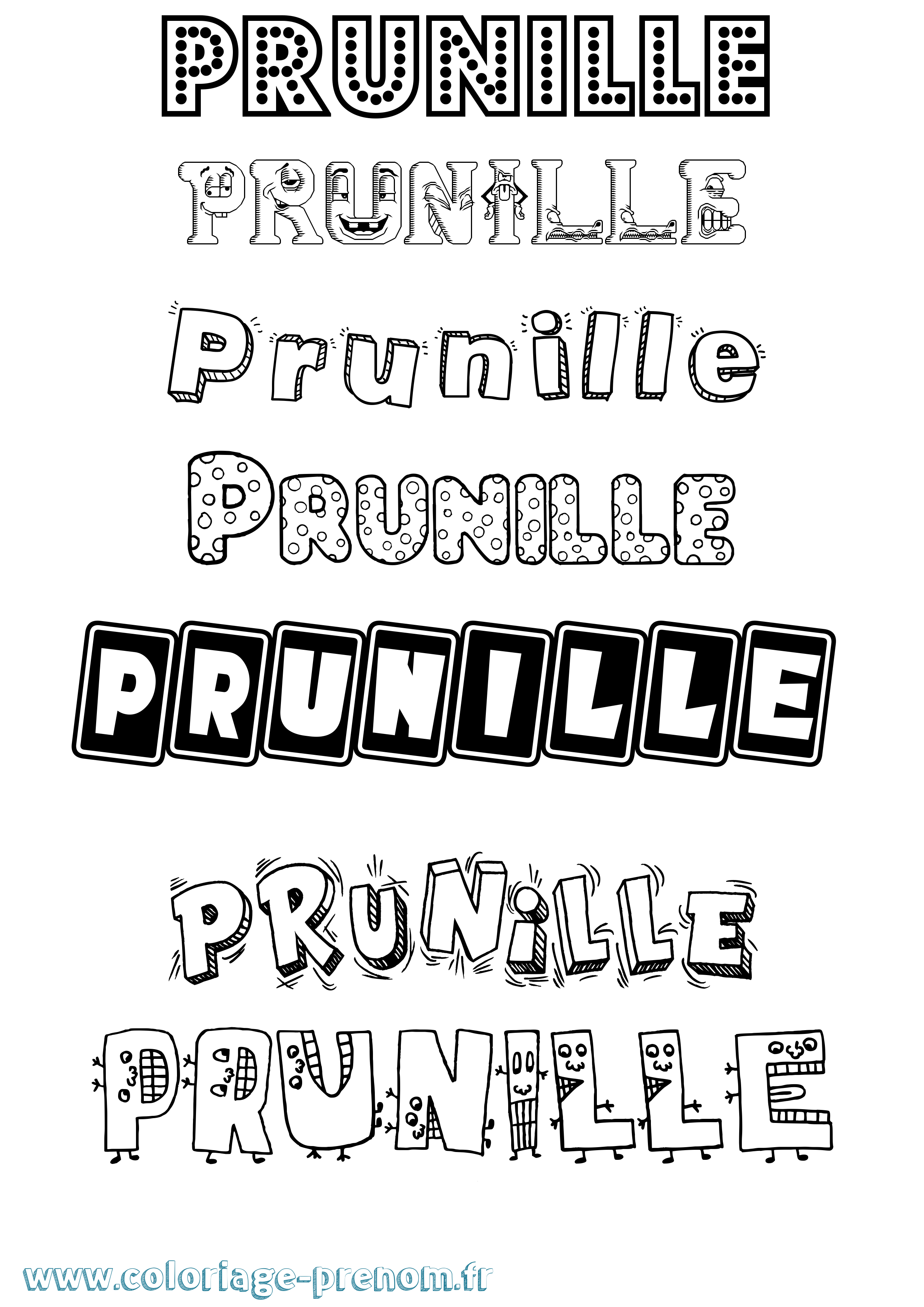 Coloriage Prunille Fun Coloriage prénom Prunille Fun