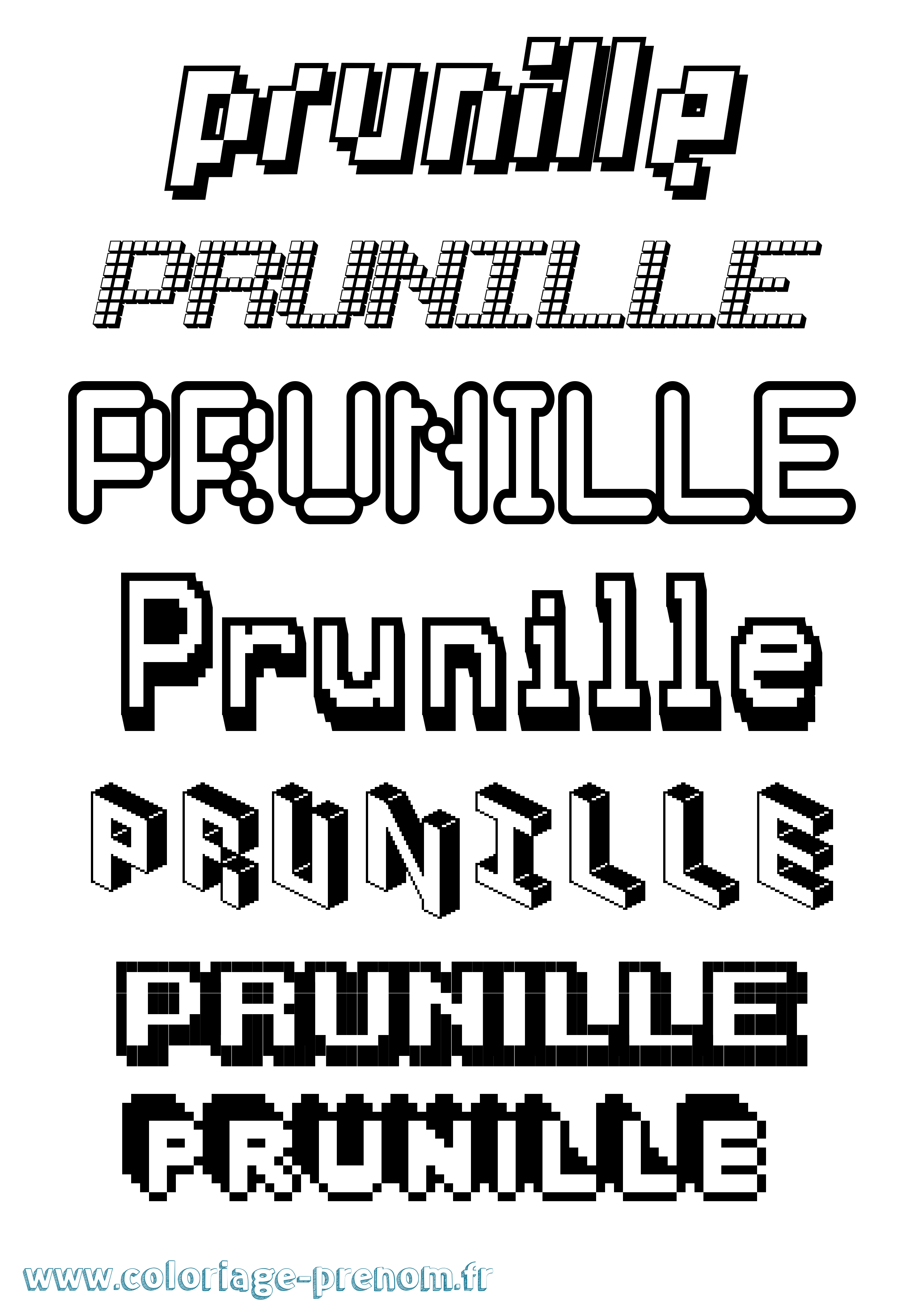 Coloriage Prunille Pixel Coloriage prénom Prunille Pixel