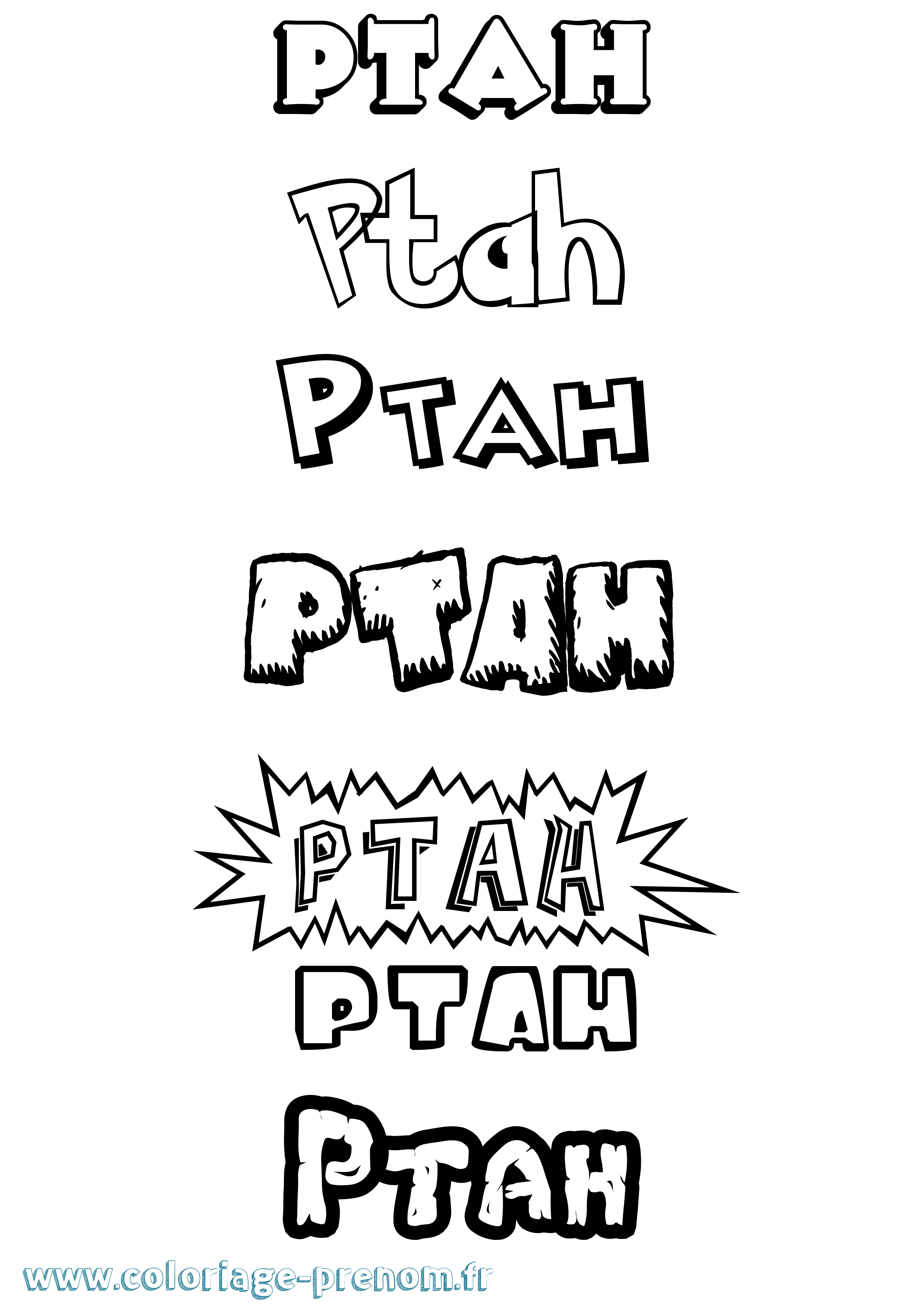 Coloriage Ptah Dessin Animé Coloriage prénom Ptah Dessin Animé