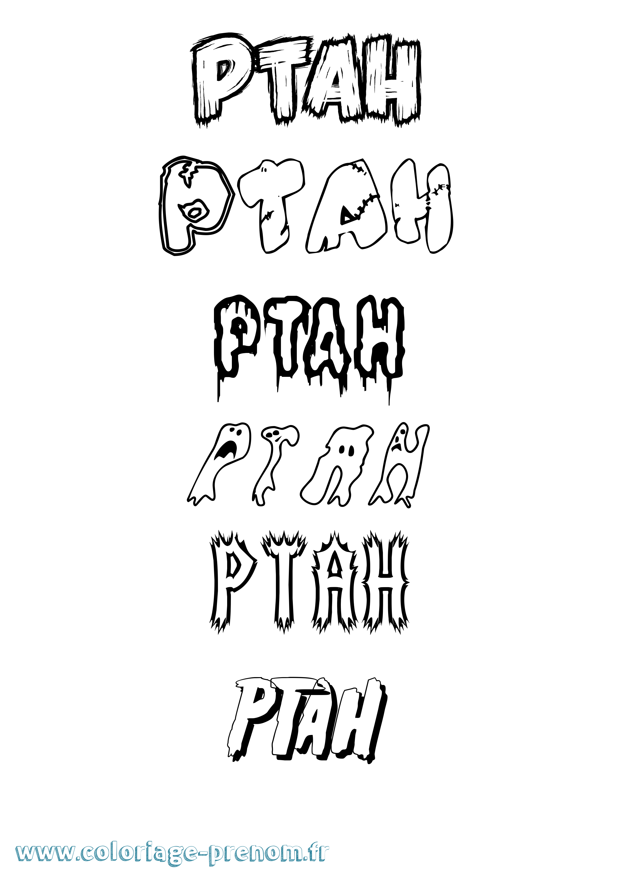 Coloriage Ptah Frisson Coloriage prénom Ptah Frisson