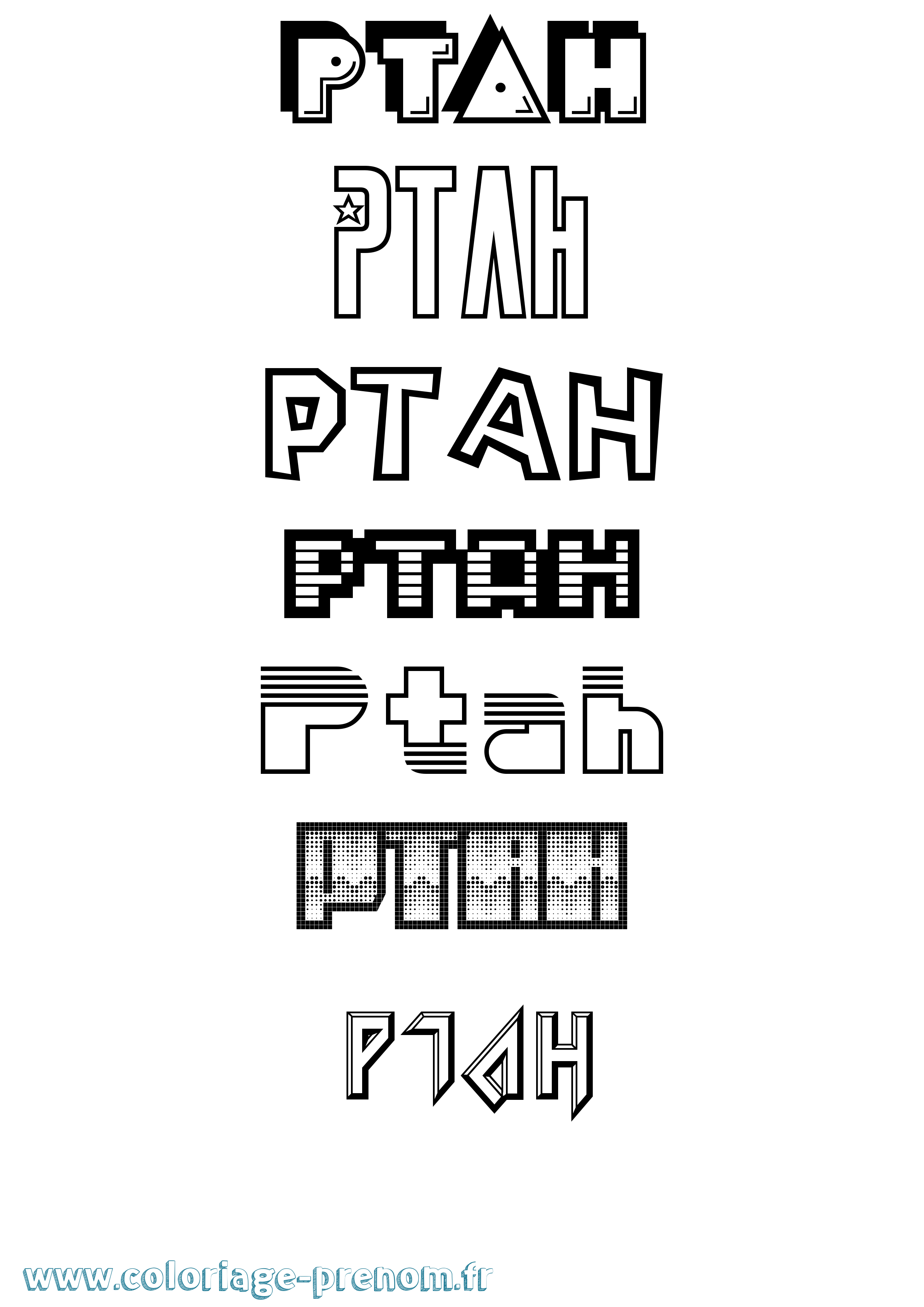 Coloriage Ptah Jeux Vidéos Coloriage prénom Ptah Jeux Vidéos