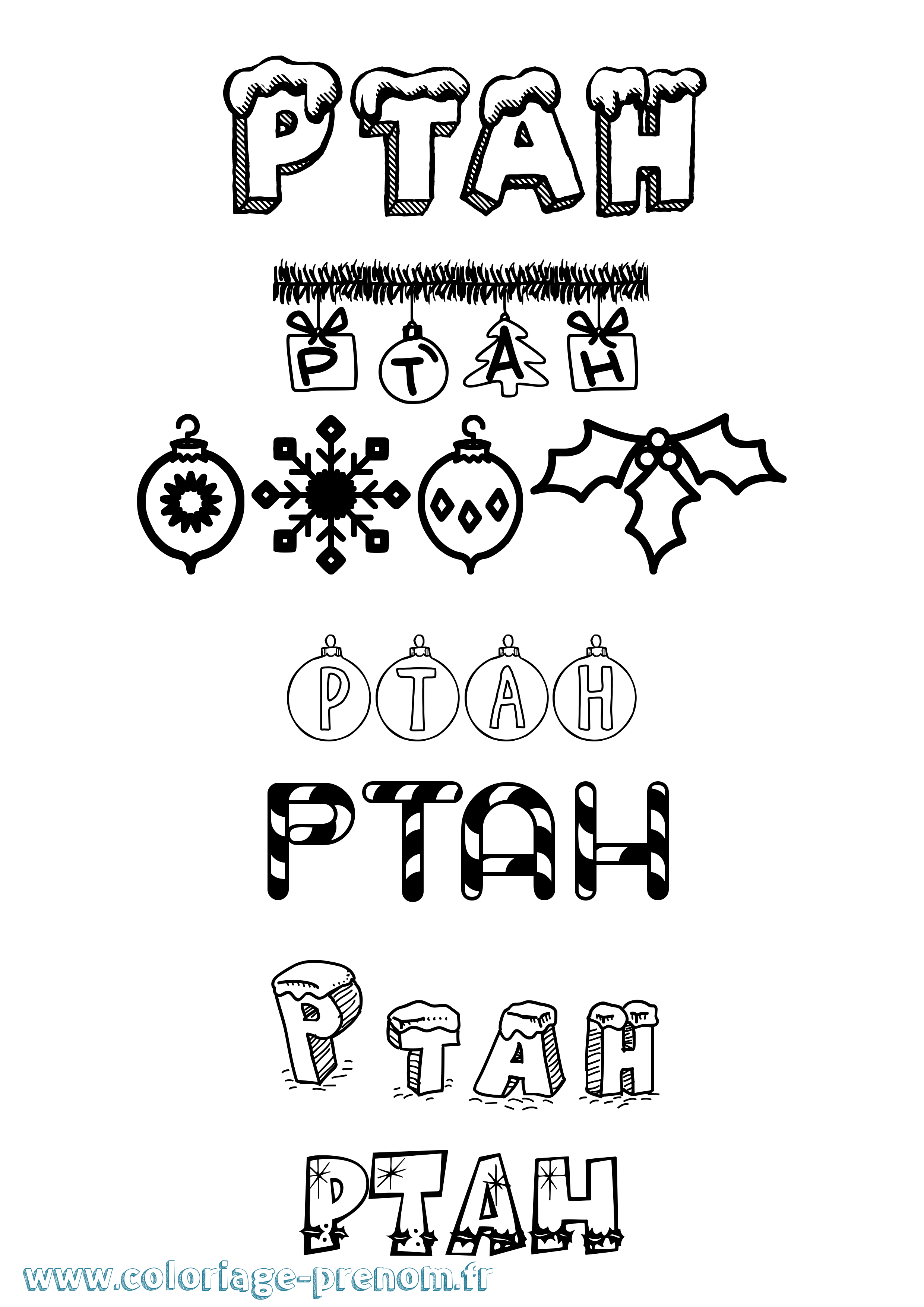 Coloriage Ptah Noël Coloriage prénom Ptah Noël