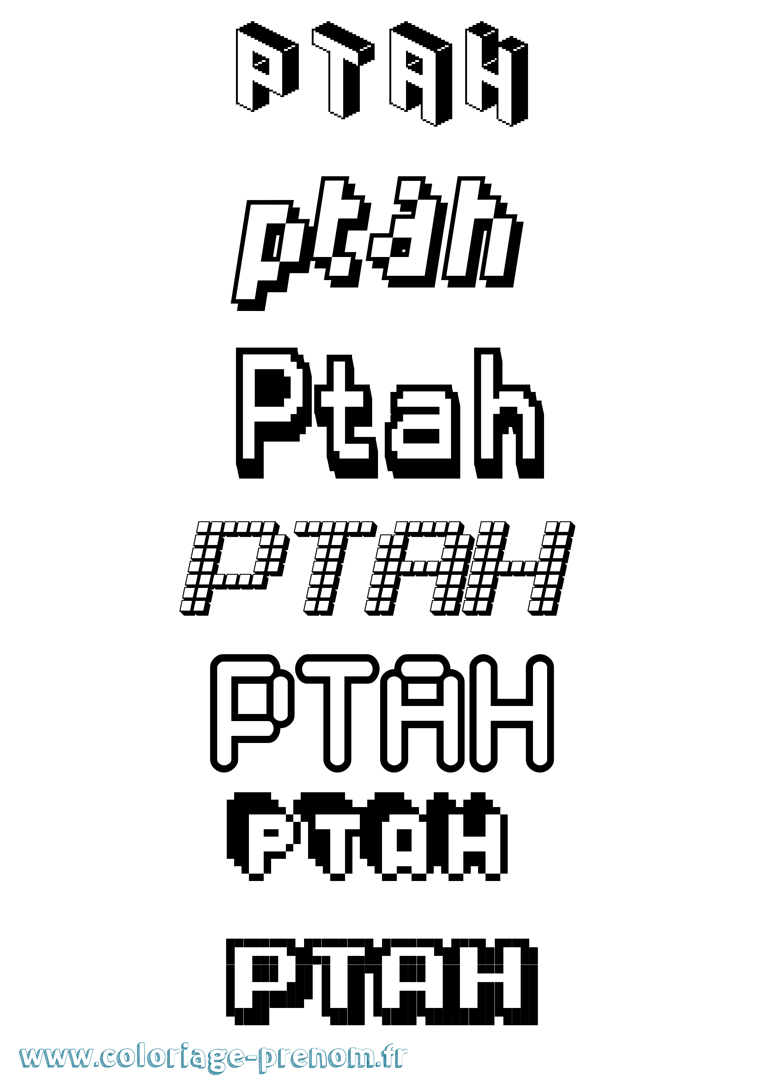 Coloriage Ptah Pixel Coloriage prénom Ptah Pixel