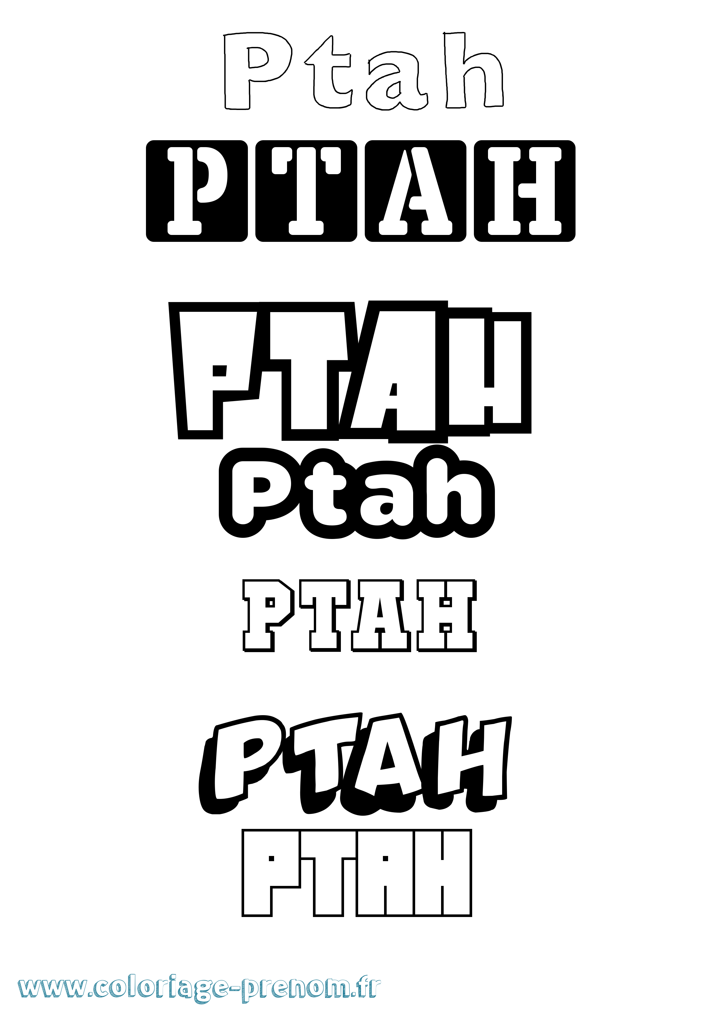 Coloriage Ptah Simple Coloriage prénom Ptah Simple