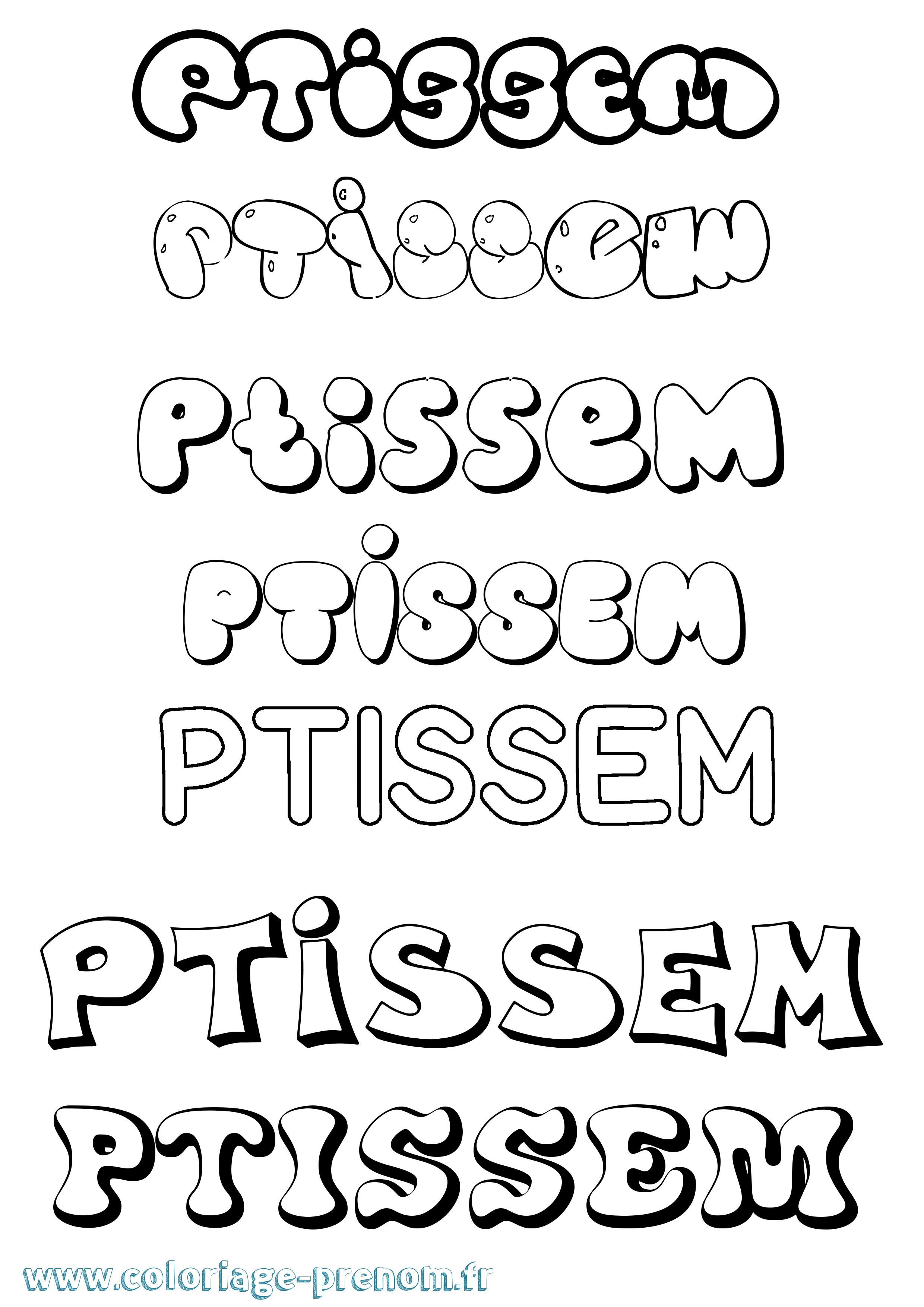 Coloriage Ptissem Bubble Coloriage prénom Ptissem Bubble