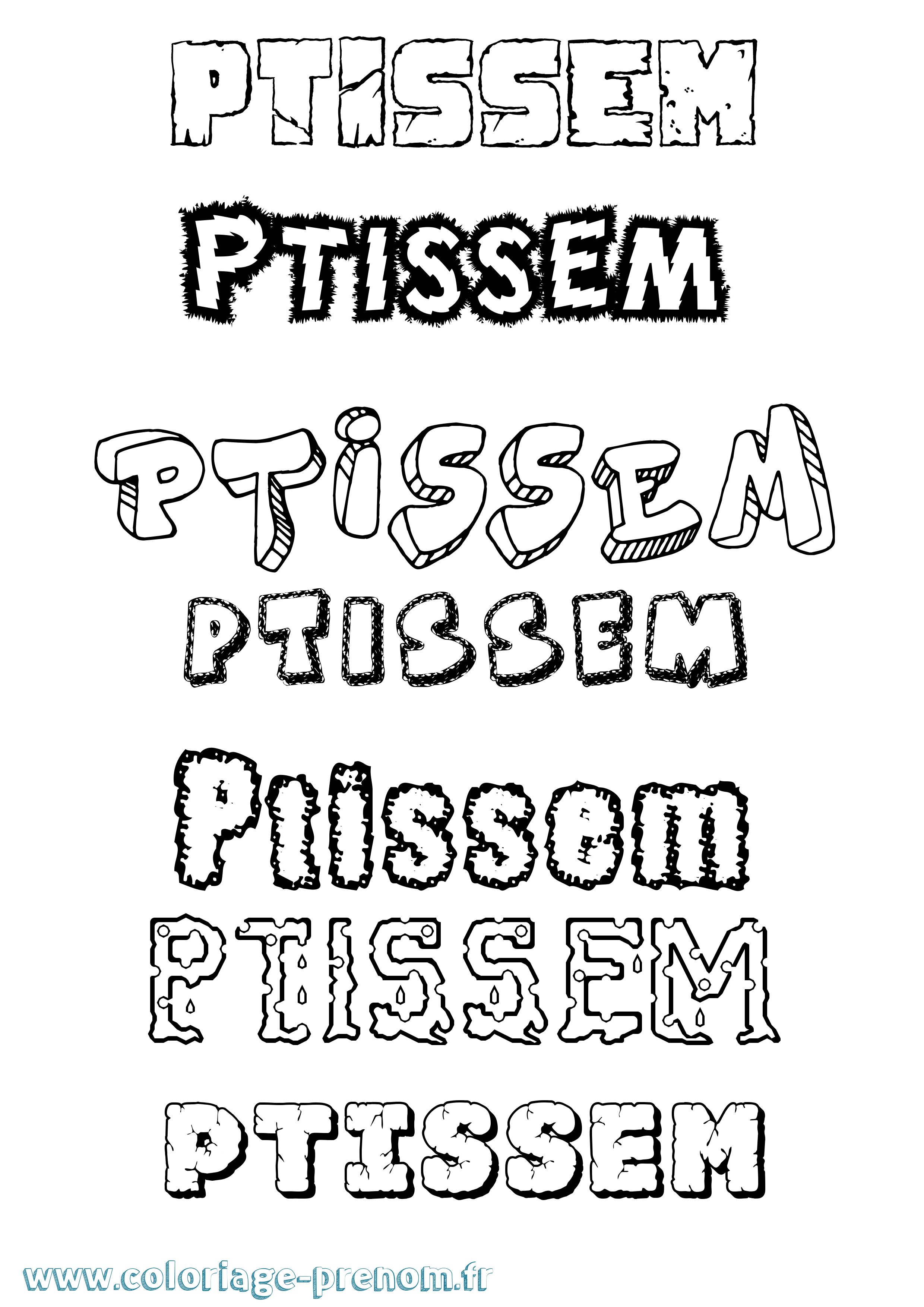 Coloriage Ptissem Destructuré Coloriage prénom Ptissem Destructuré