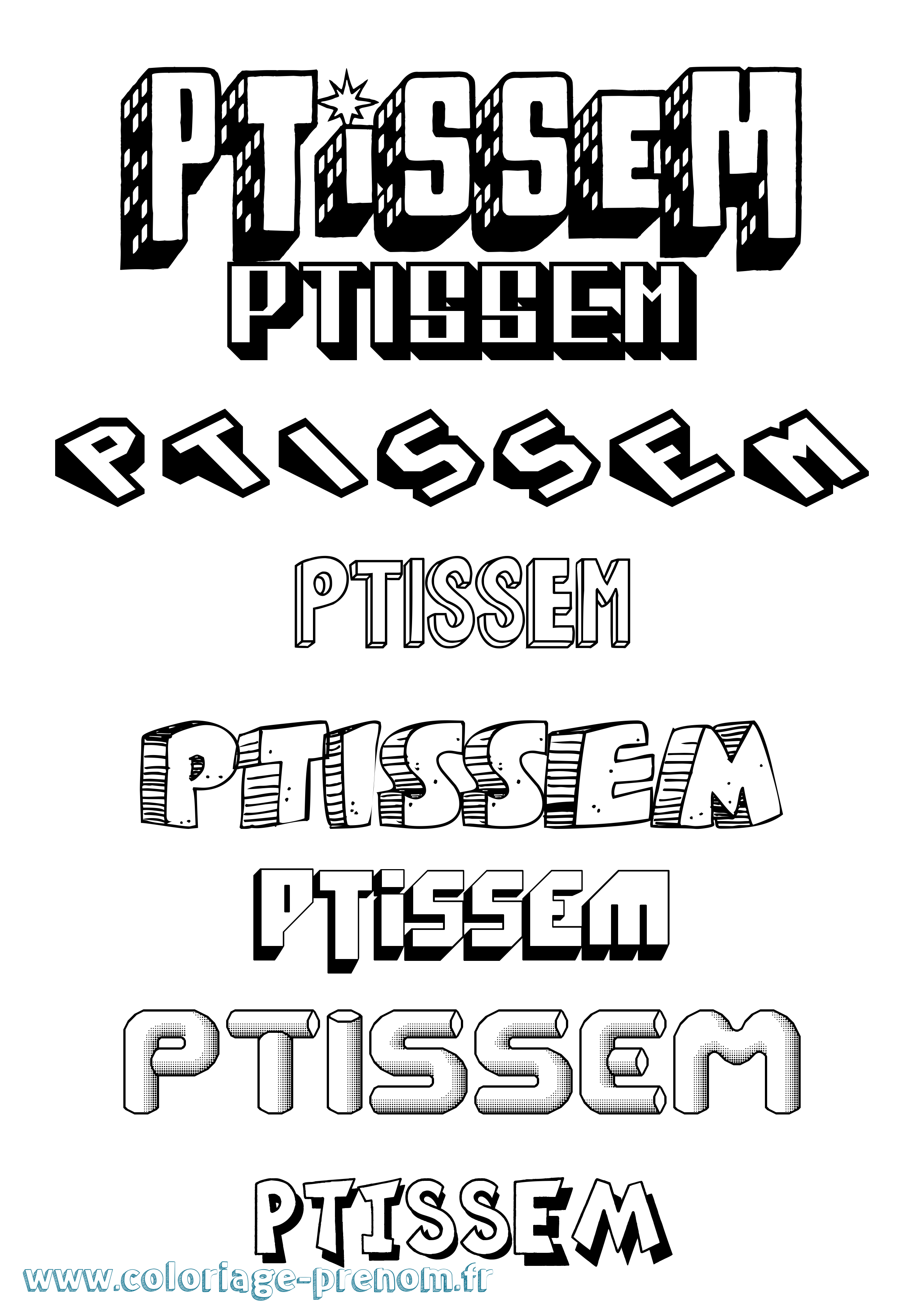 Coloriage Ptissem Effet 3D Coloriage prénom Ptissem Effet 3D