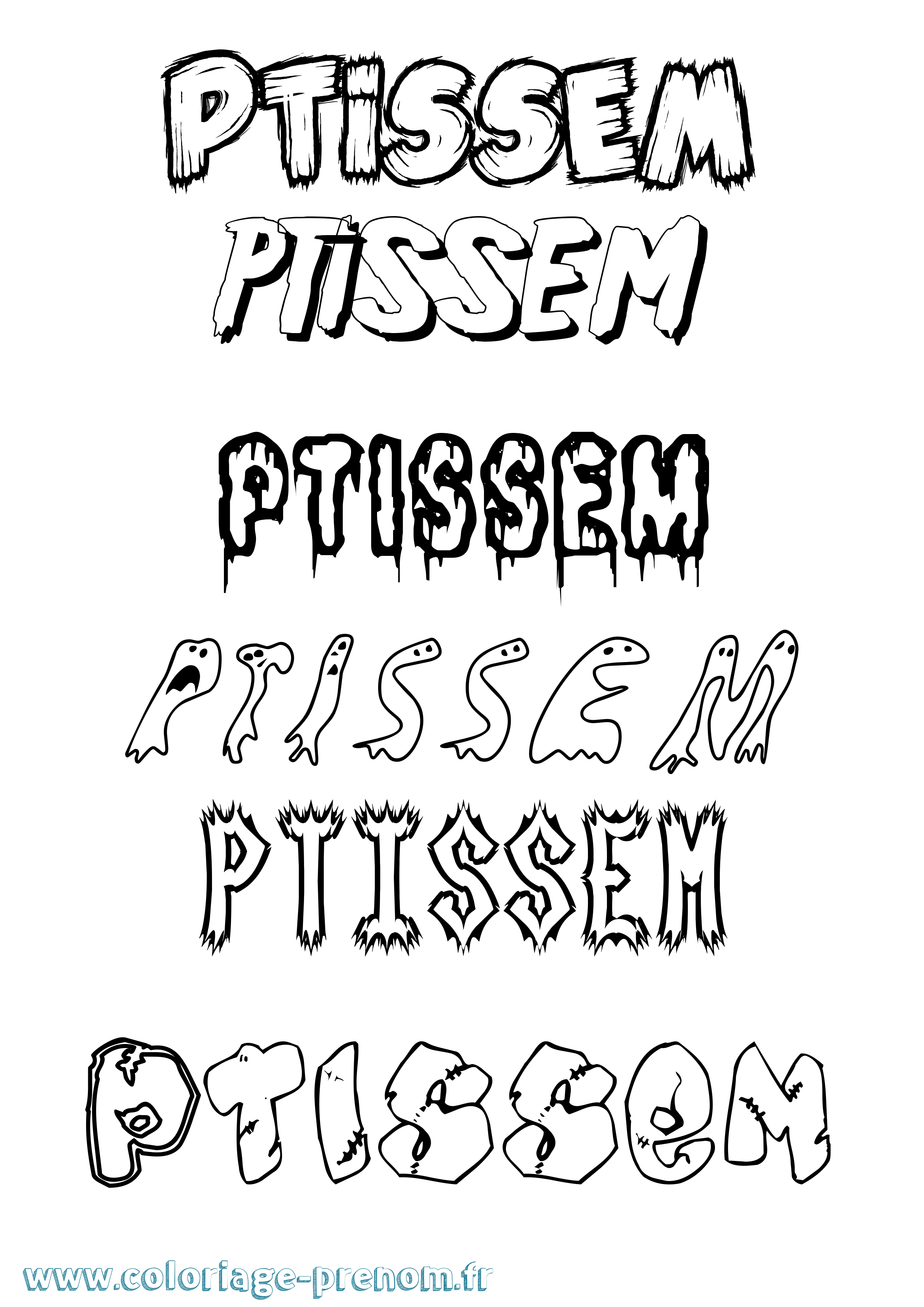 Coloriage Ptissem Frisson Coloriage prénom Ptissem Frisson