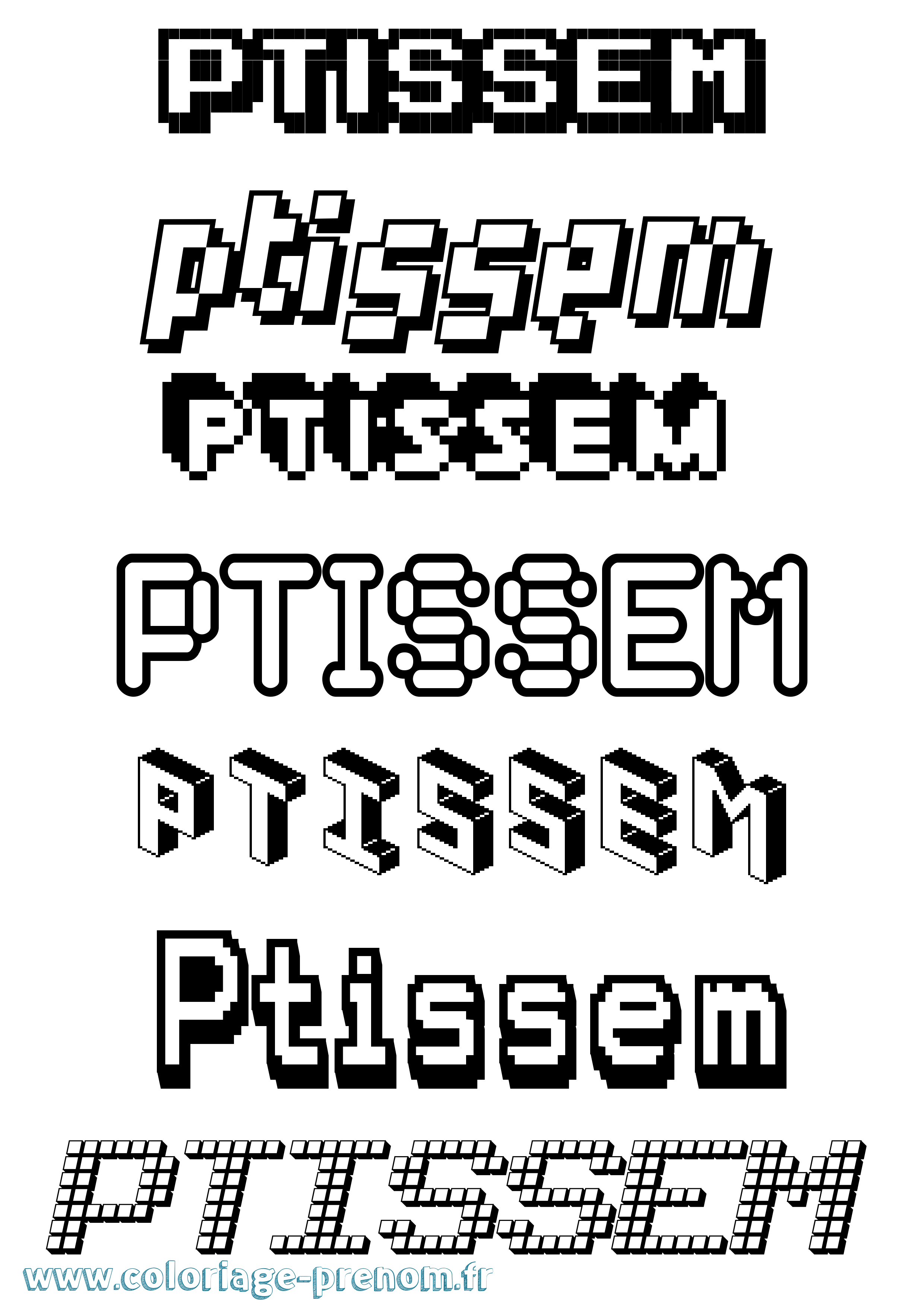 Coloriage Ptissem Pixel Coloriage prénom Ptissem Pixel
