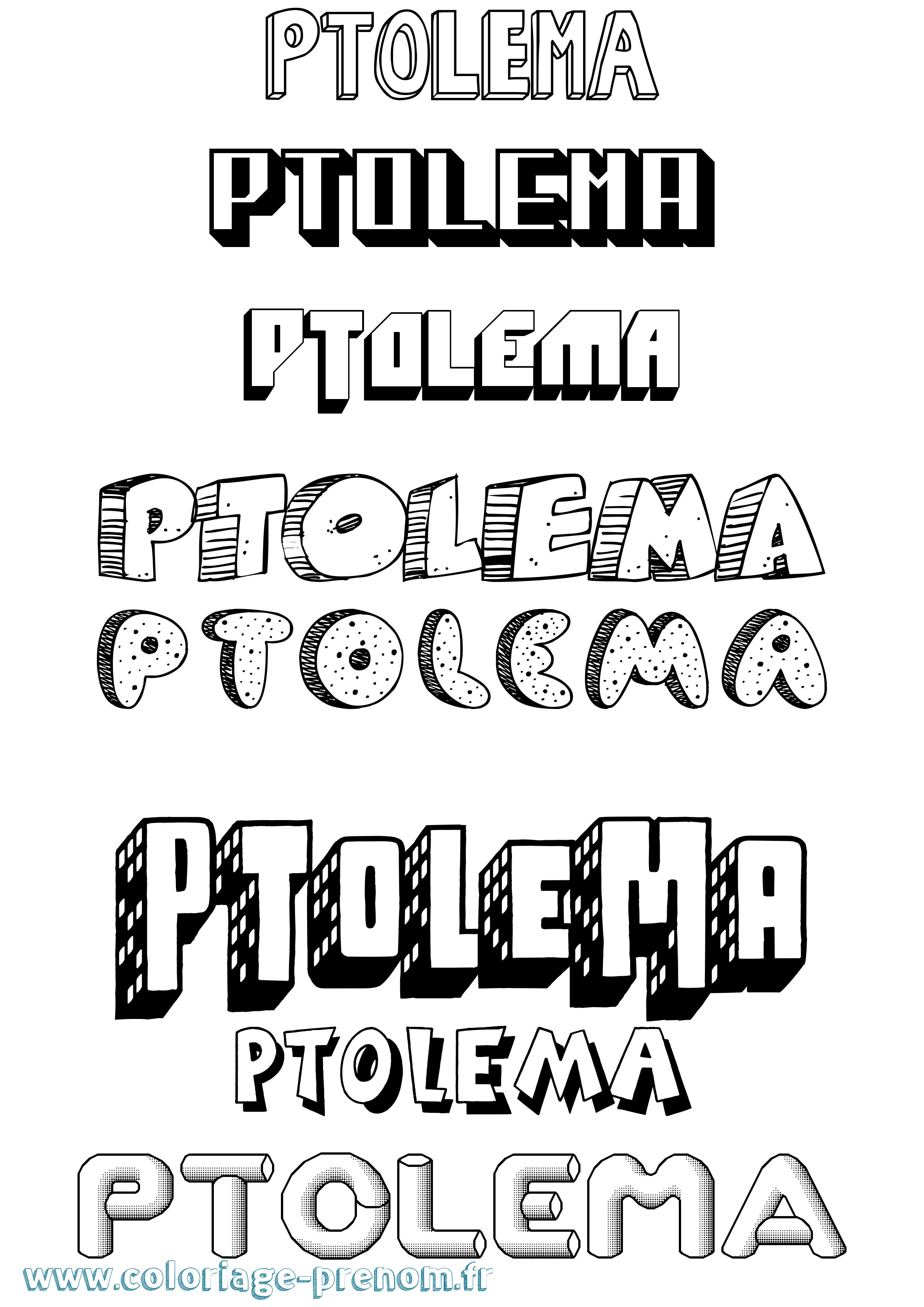 Coloriage Ptolema Effet 3D Coloriage prénom Ptolema Effet 3D