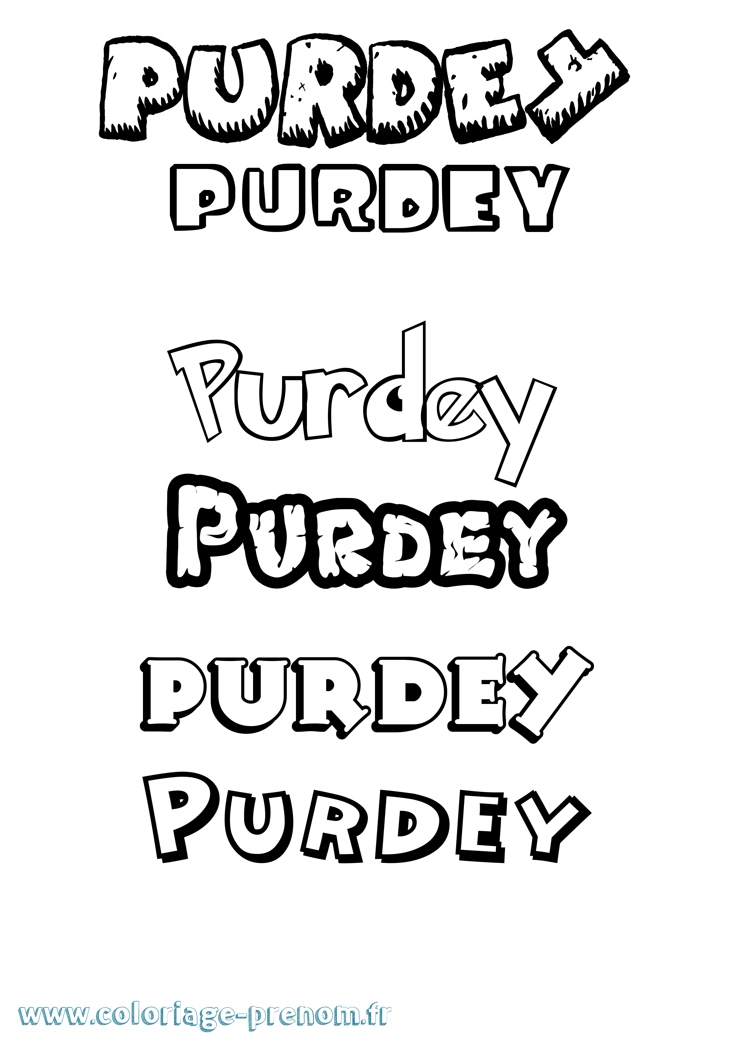 Coloriage Purdey Dessin Animé Coloriage prénom Purdey Dessin Animé