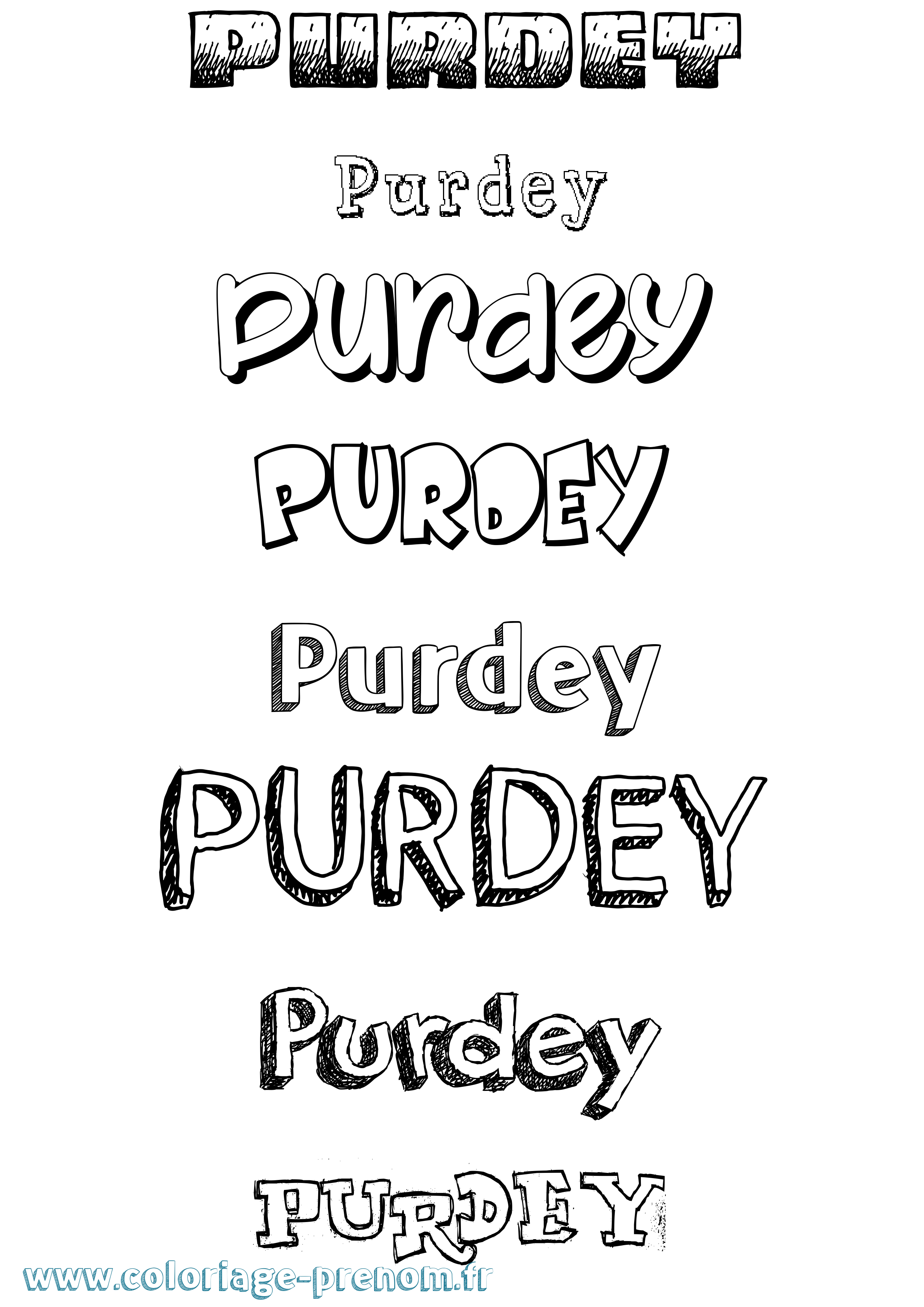 Coloriage Purdey Dessiné Coloriage prénom Purdey Dessiné