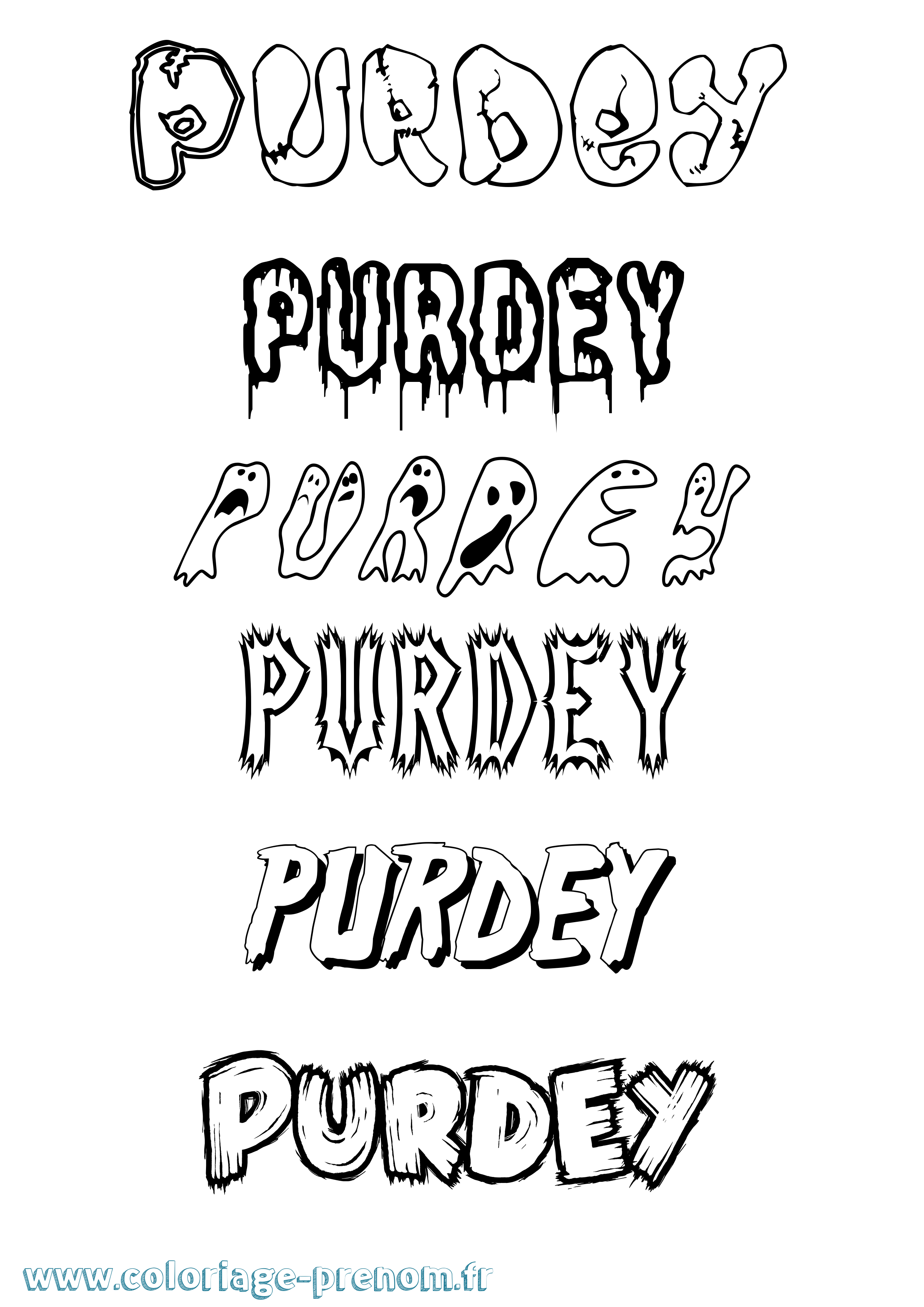 Coloriage Purdey Frisson Coloriage prénom Purdey Frisson