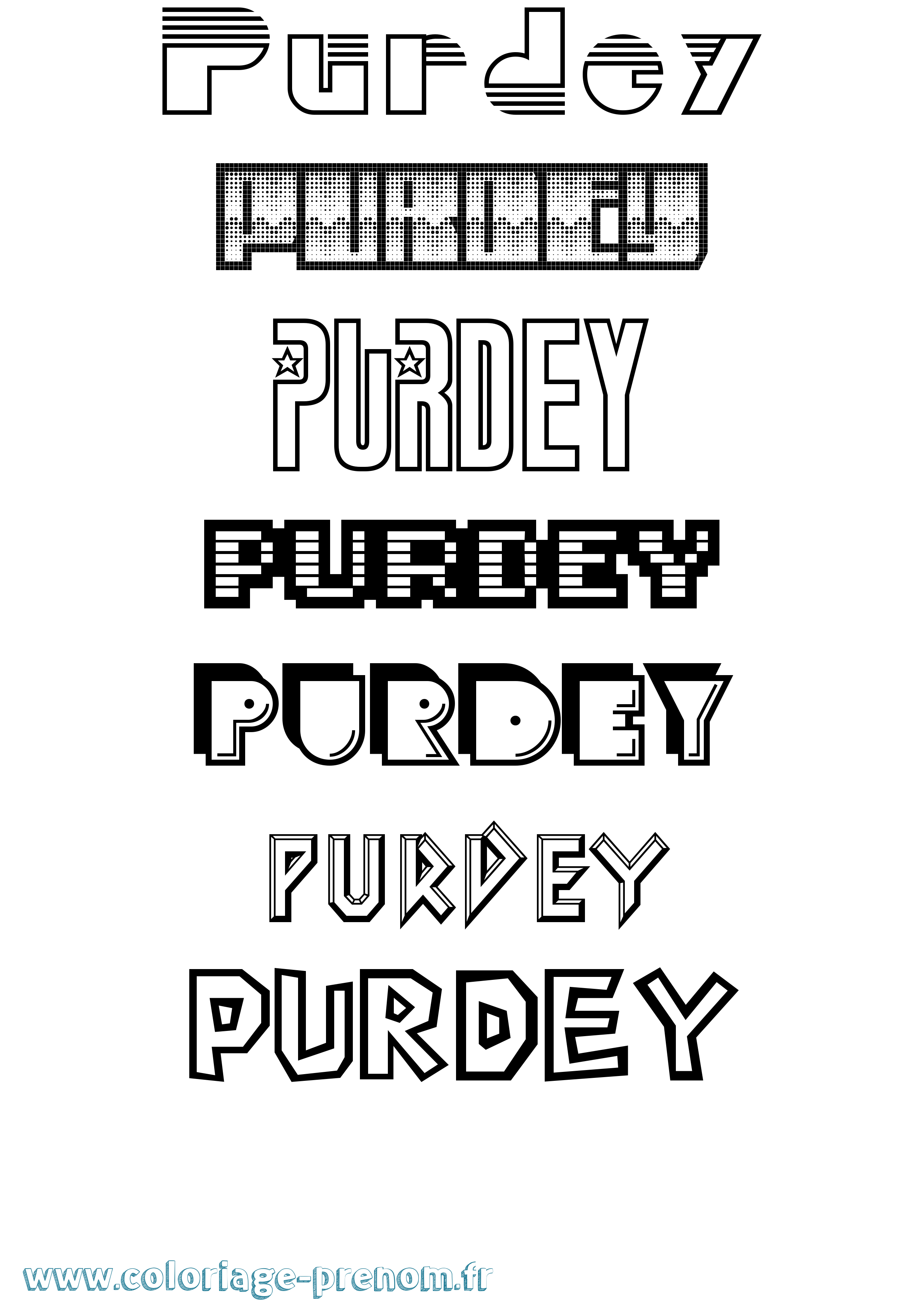 Coloriage Purdey Jeux Vidéos Coloriage prénom Purdey Jeux Vidéos
