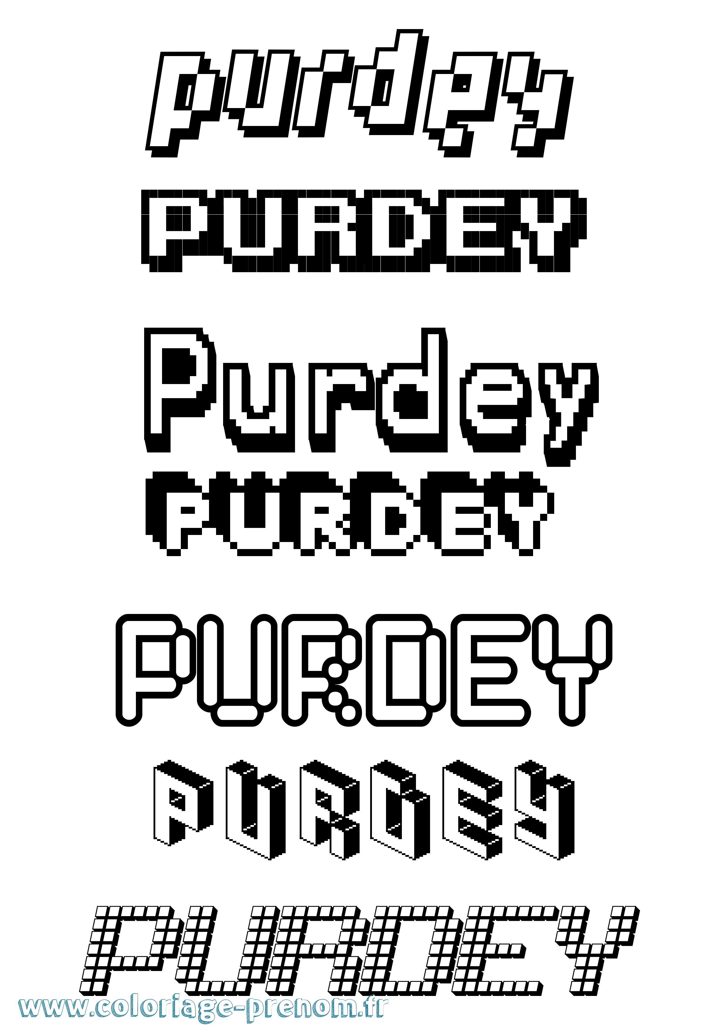 Coloriage Purdey Pixel Coloriage prénom Purdey Pixel