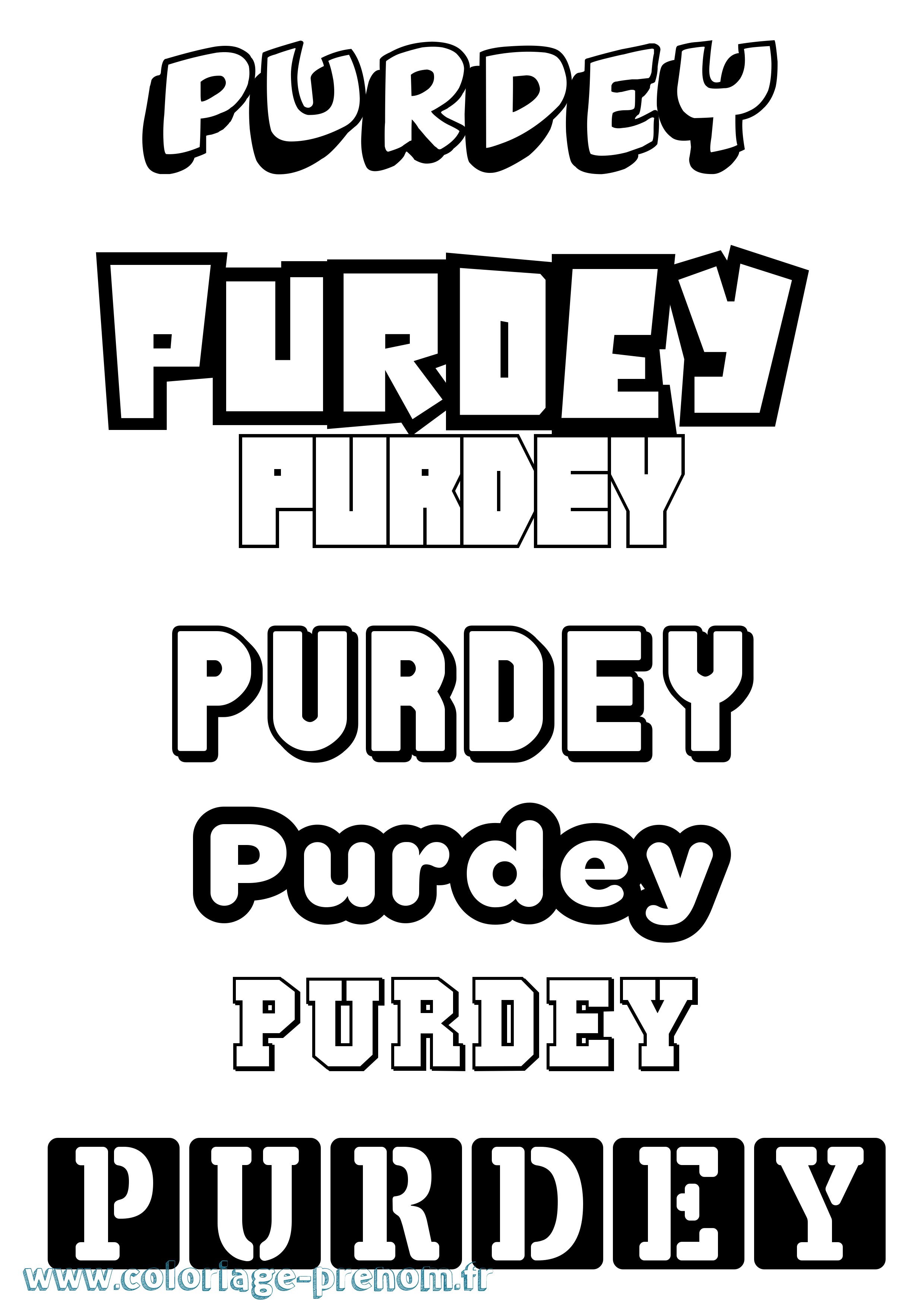 Coloriage Purdey Simple Coloriage prénom Purdey Simple