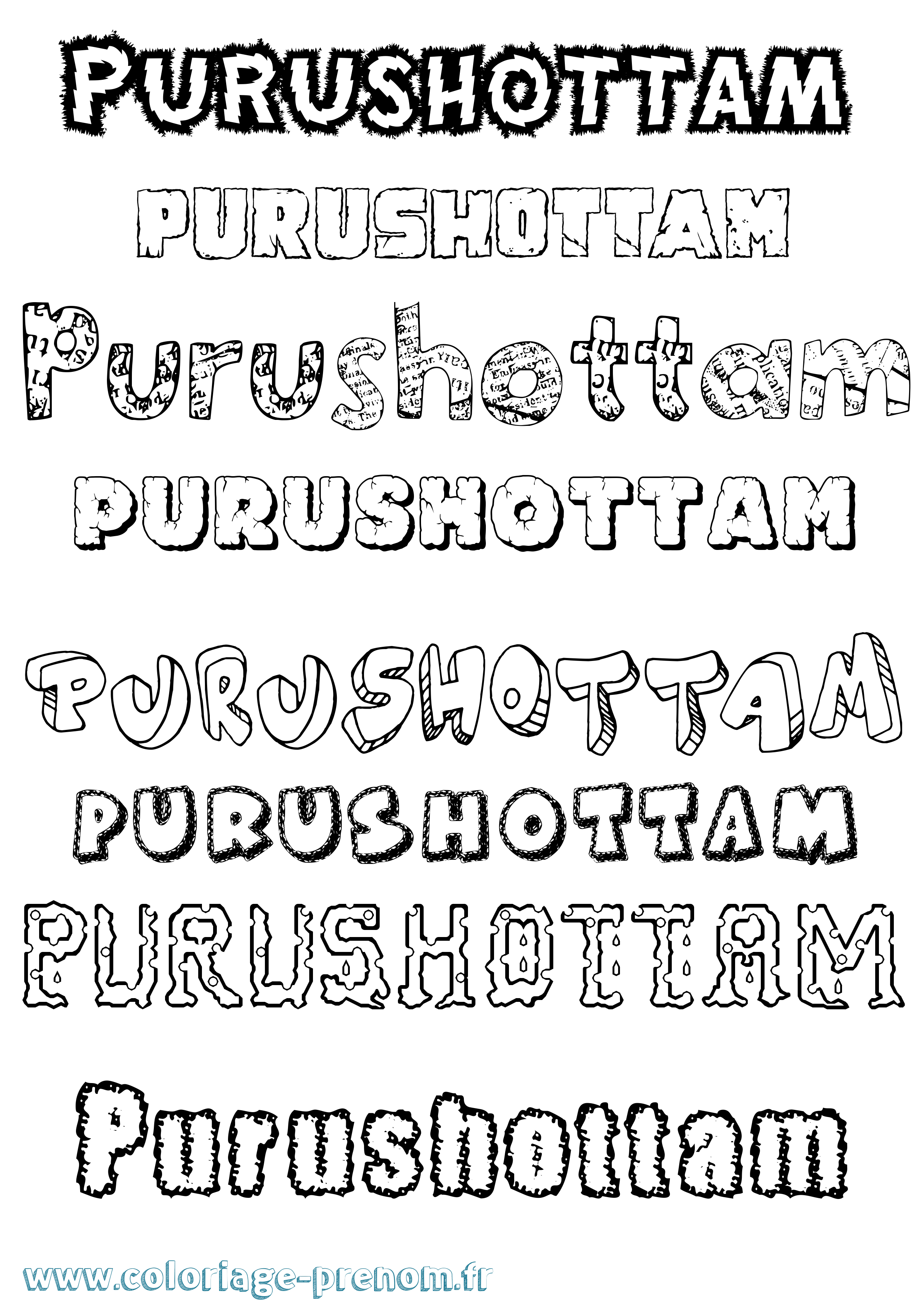 Coloriage Purushottam Destructuré Coloriage prénom Purushottam Destructuré