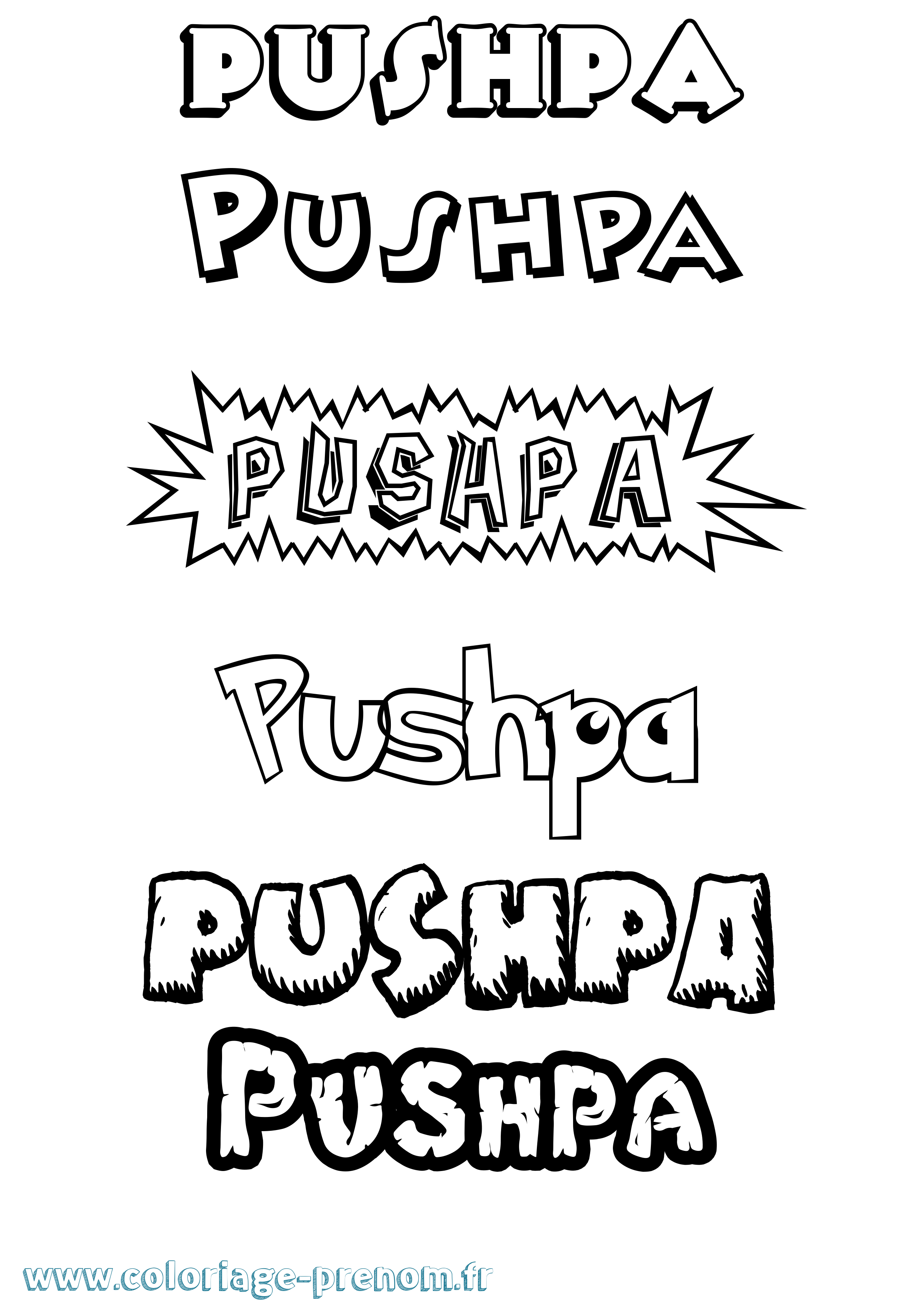 Coloriage Pushpa Dessin Animé Coloriage prénom Pushpa Dessin Animé
